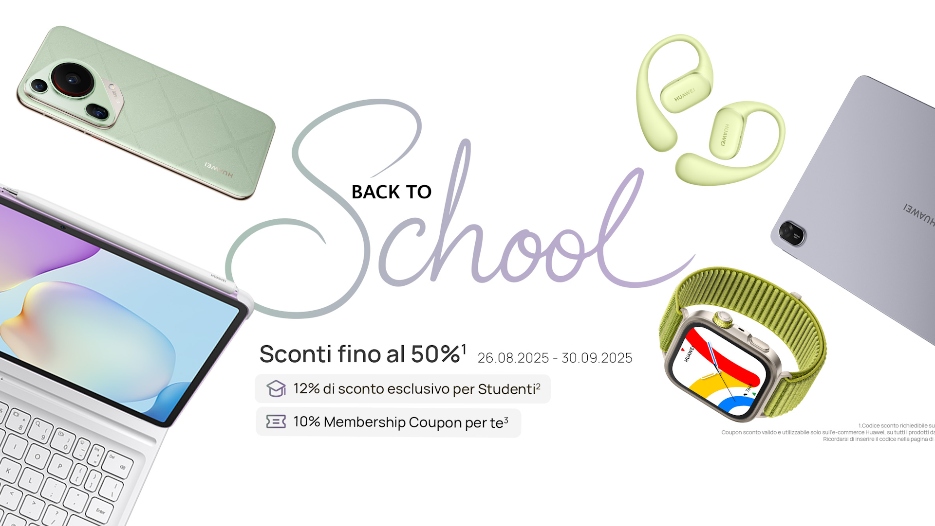 Sconti fino al 50% e super coupon con le offerte Huawei Back to School