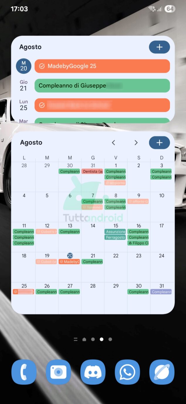 nuovi widget Google Calendar con Material 3 Expressive