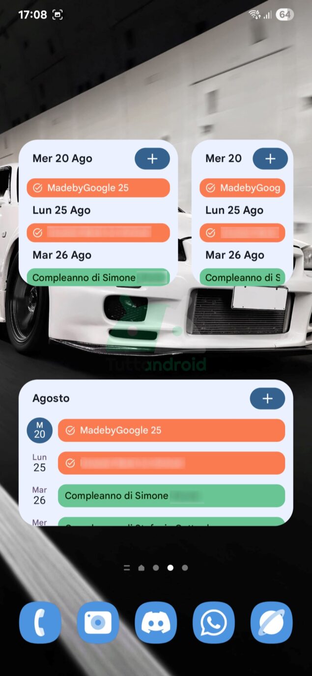 nuovi widget Google Calendar con Material 3 Expressive