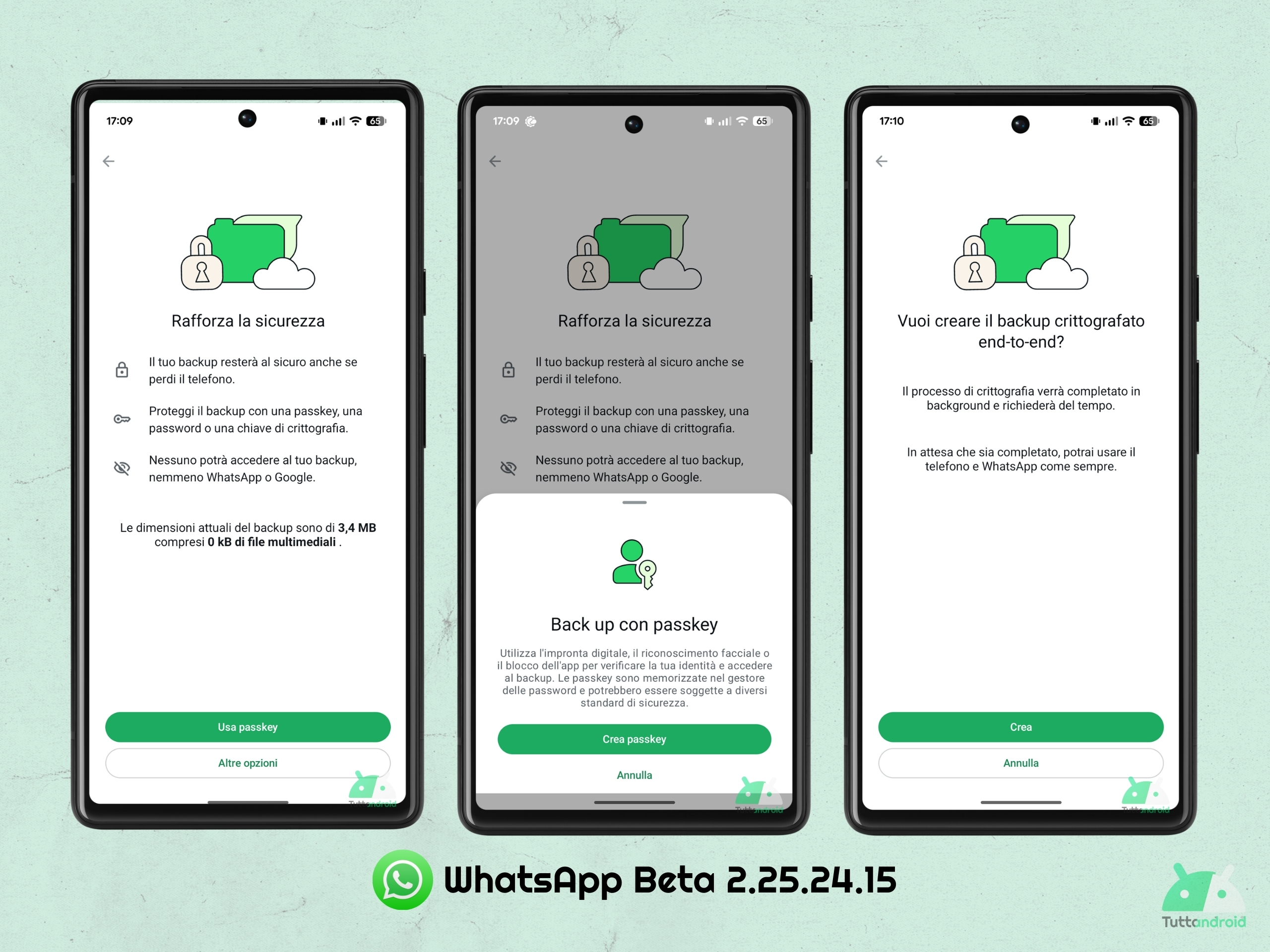 WhatsApp Beta v2.25.24.15 - Backup con passkey