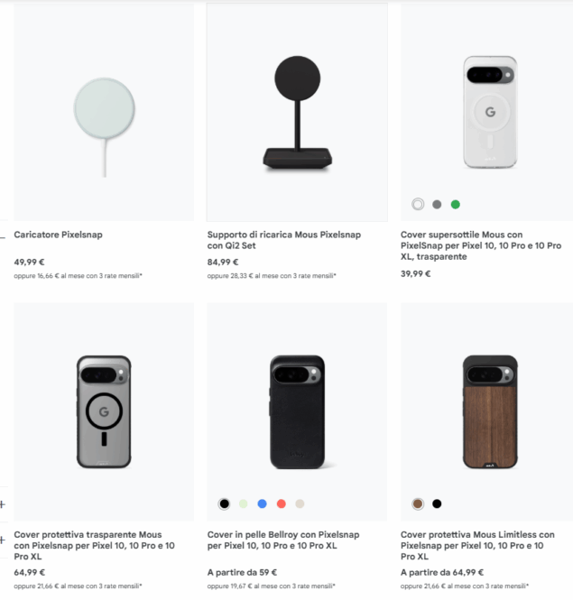 accessori Pixelsnap per i Google Pixel 10