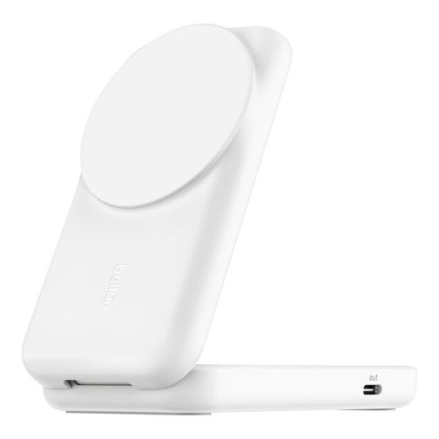 Caricabatteria wireless magnetico pieghevole 2 in 1 con Qi2 da 25 W Belkin