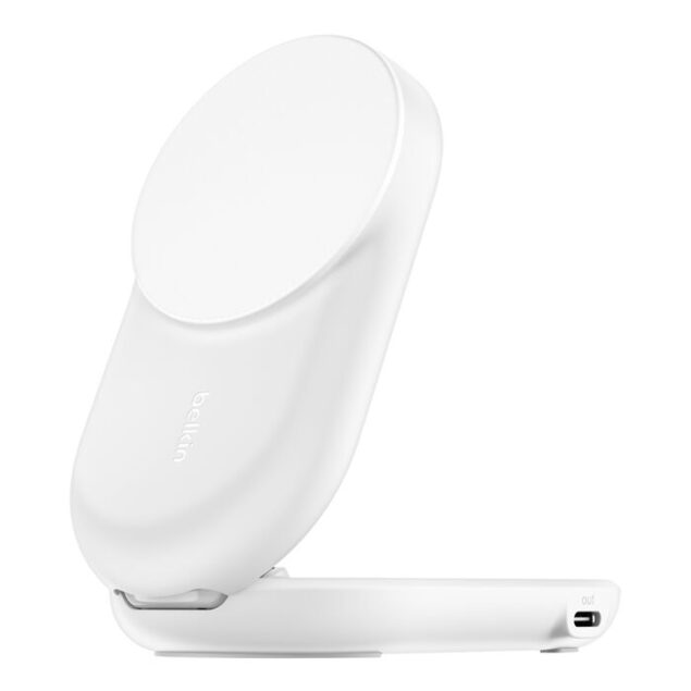 Caricabatteria wireless magnetico pieghevole 2 in 1 con Qi2 da 25 W Belkin