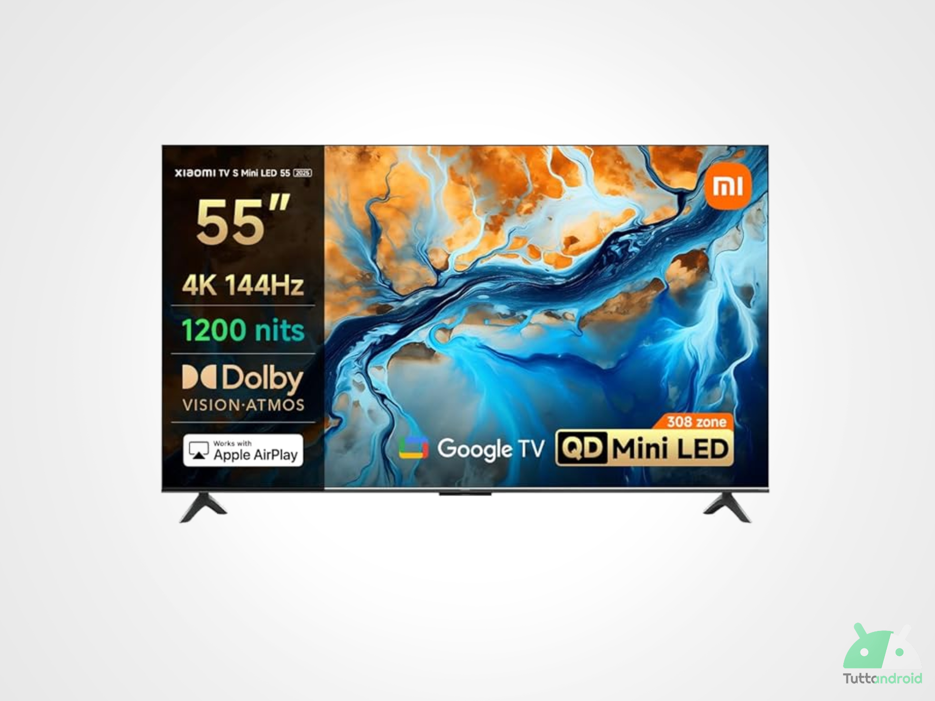 xiaomi tv s 55 qd mini led con google tv 144hz e dolby vision al minimo storico