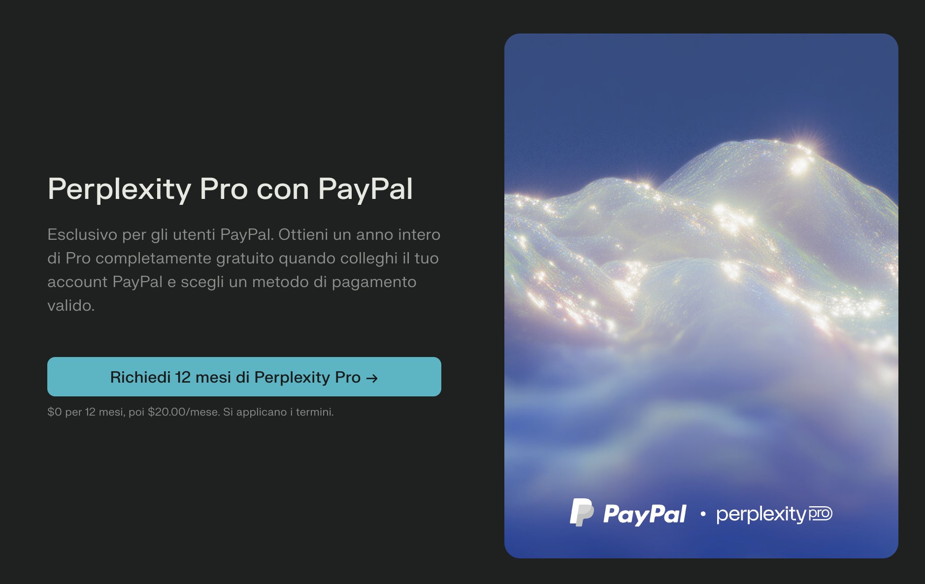 Perplexity Pro con PayPal promozione