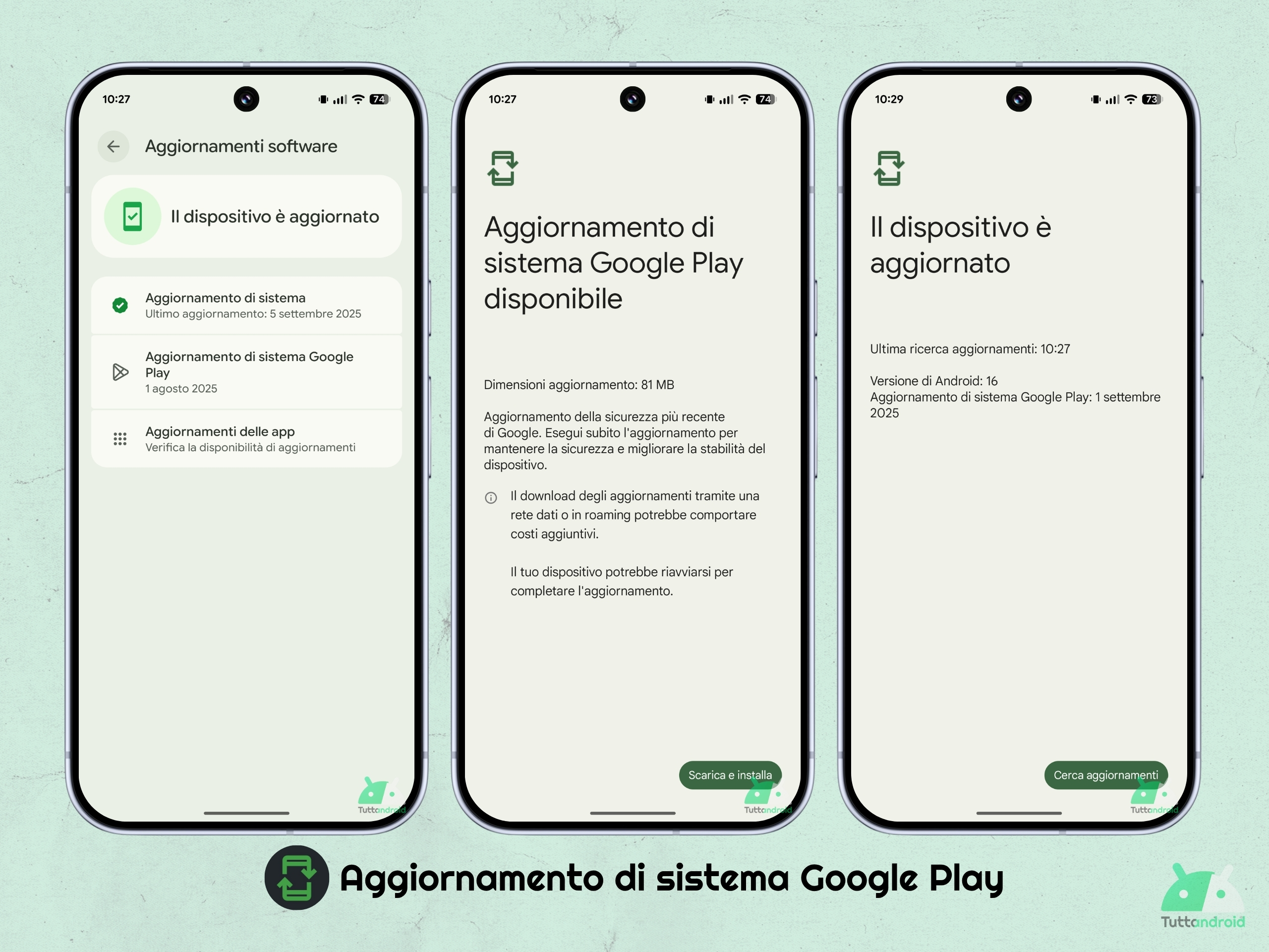 Aggiornamento di sistema Google Play - 1 settembre 2025 - Pixel Android 16 QPR1