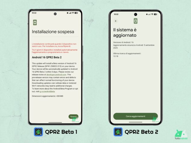 Android 16 QPR2 - Beta 2 - Impostazioni - Schermata aggiornamento di sistema