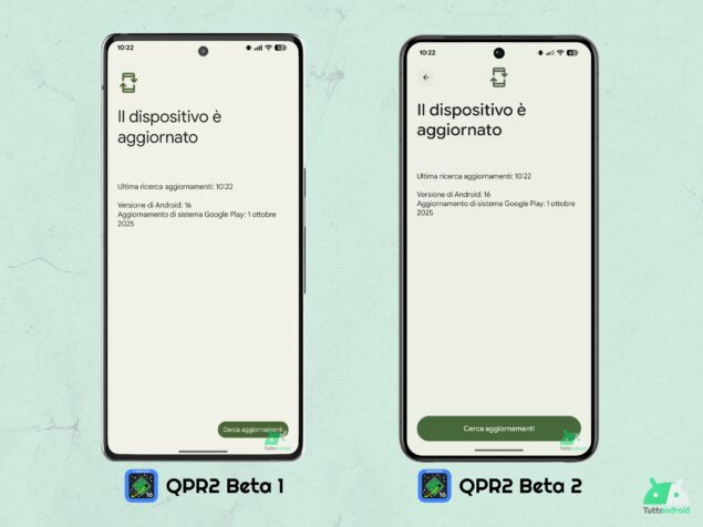 Android 16 QPR2 - Beta 2 - Impostazioni - Schermata aggiornamento di sistema Google Play