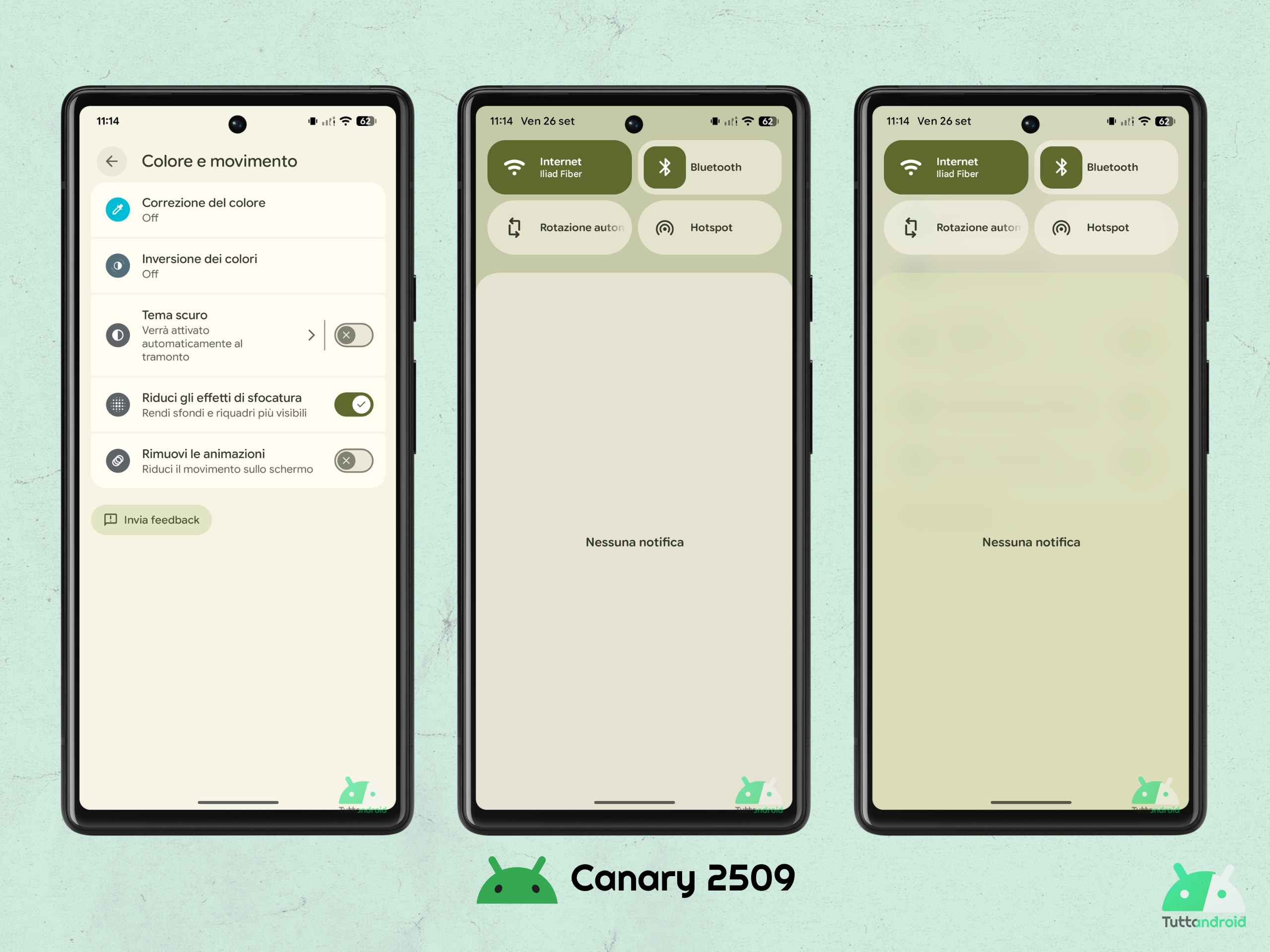 Android CANARY 2509 - Accessibilità - Riduci gli effetti di sfocatura