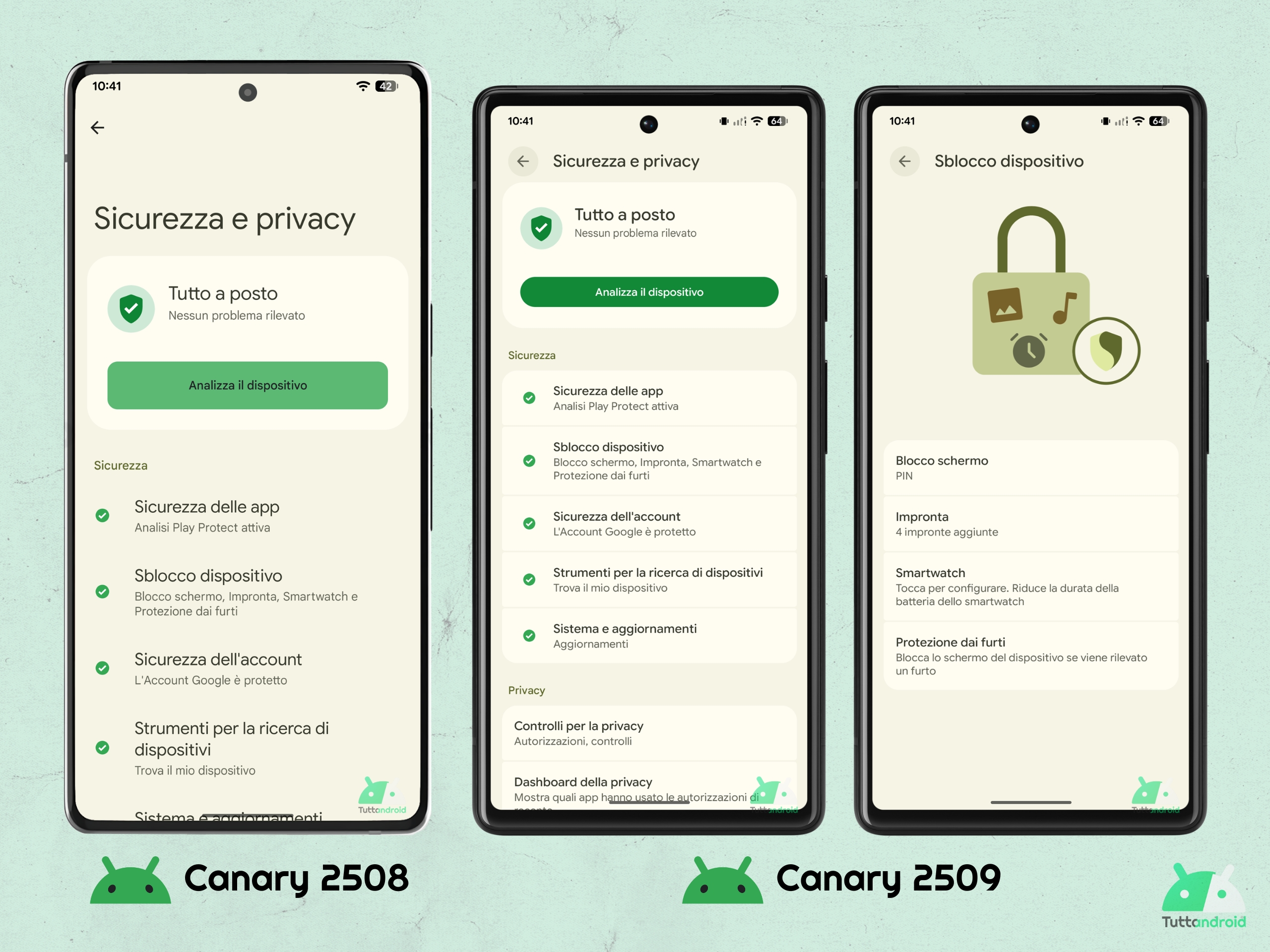 Android CANARY 2509 - Sicurezza e privacy M3E