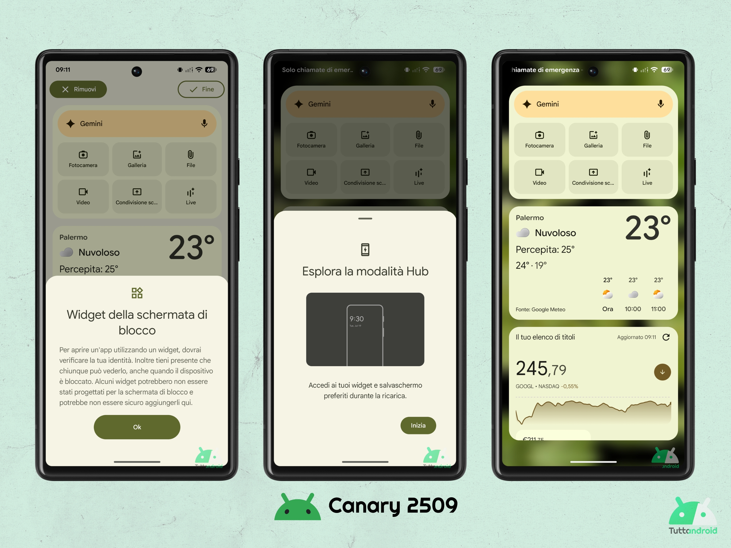 Android CANARY 2509 - Widget schermata di blocco