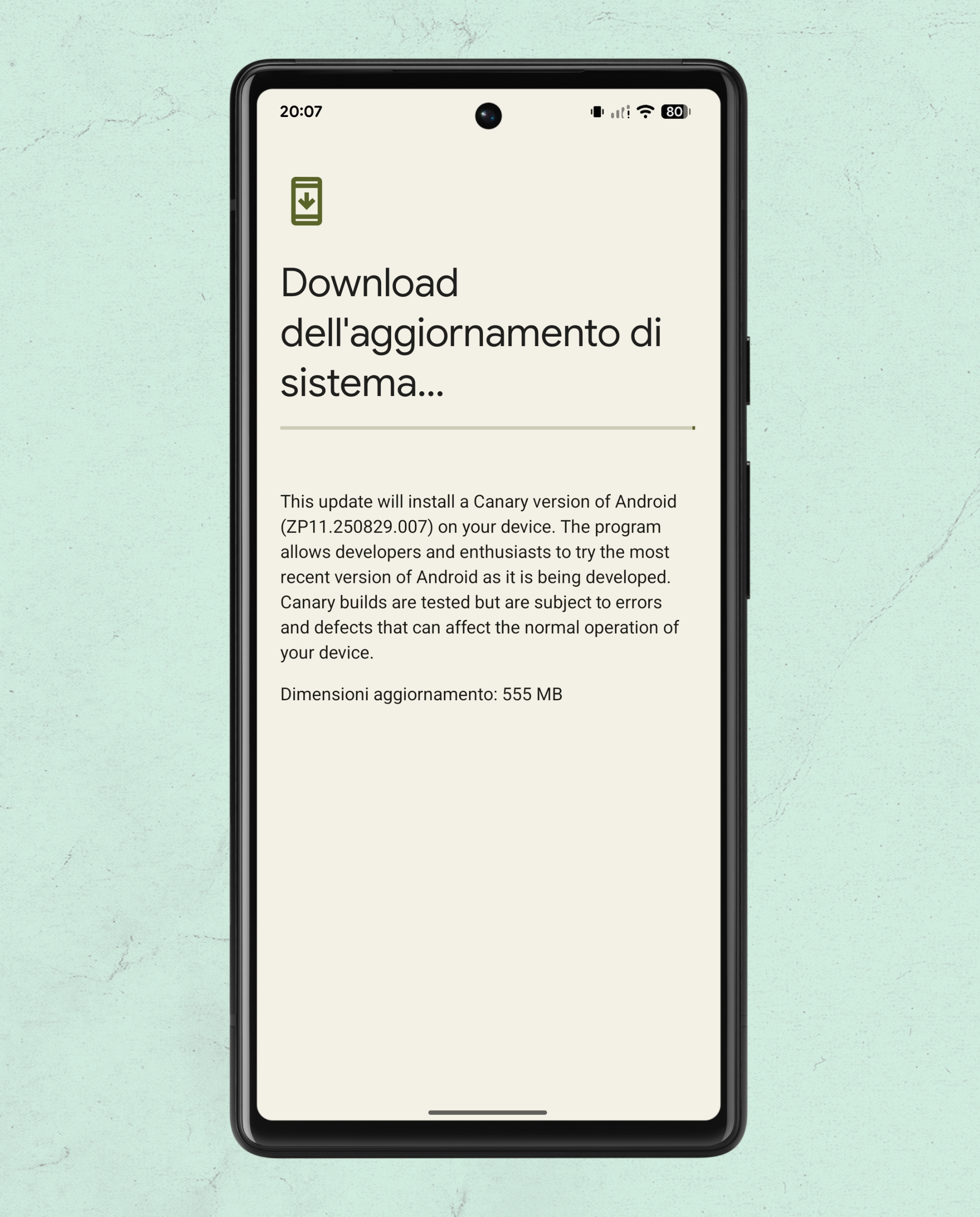 Android Canary build 2509 on Google Pixel 6