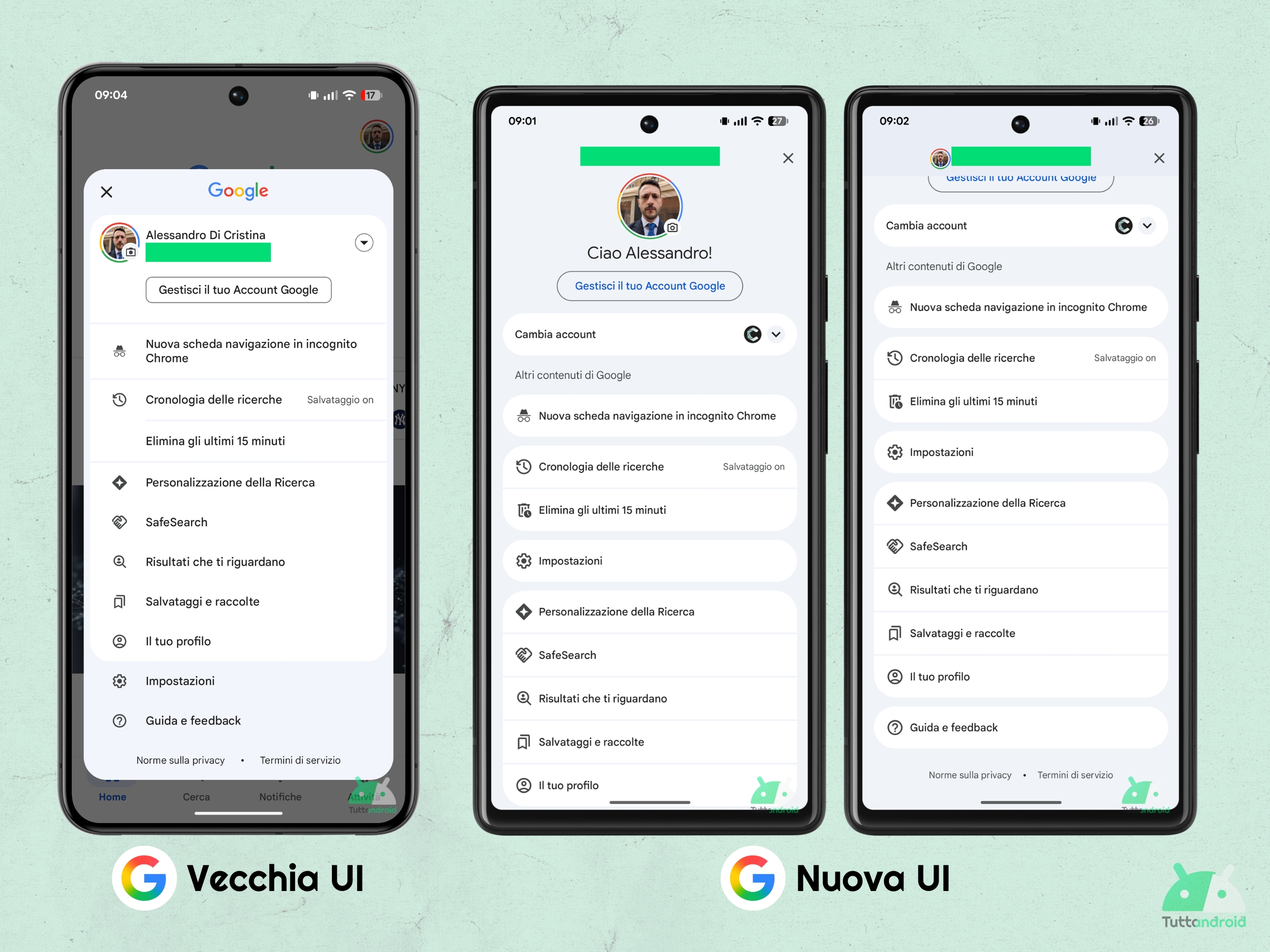 App Google v16.34.61.sa beta - Selettore account M3E