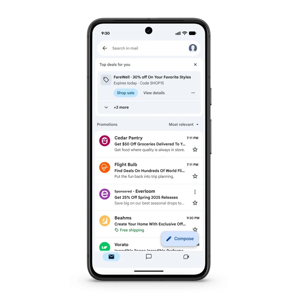 Gmail - annuncio novità scheda Promozioni