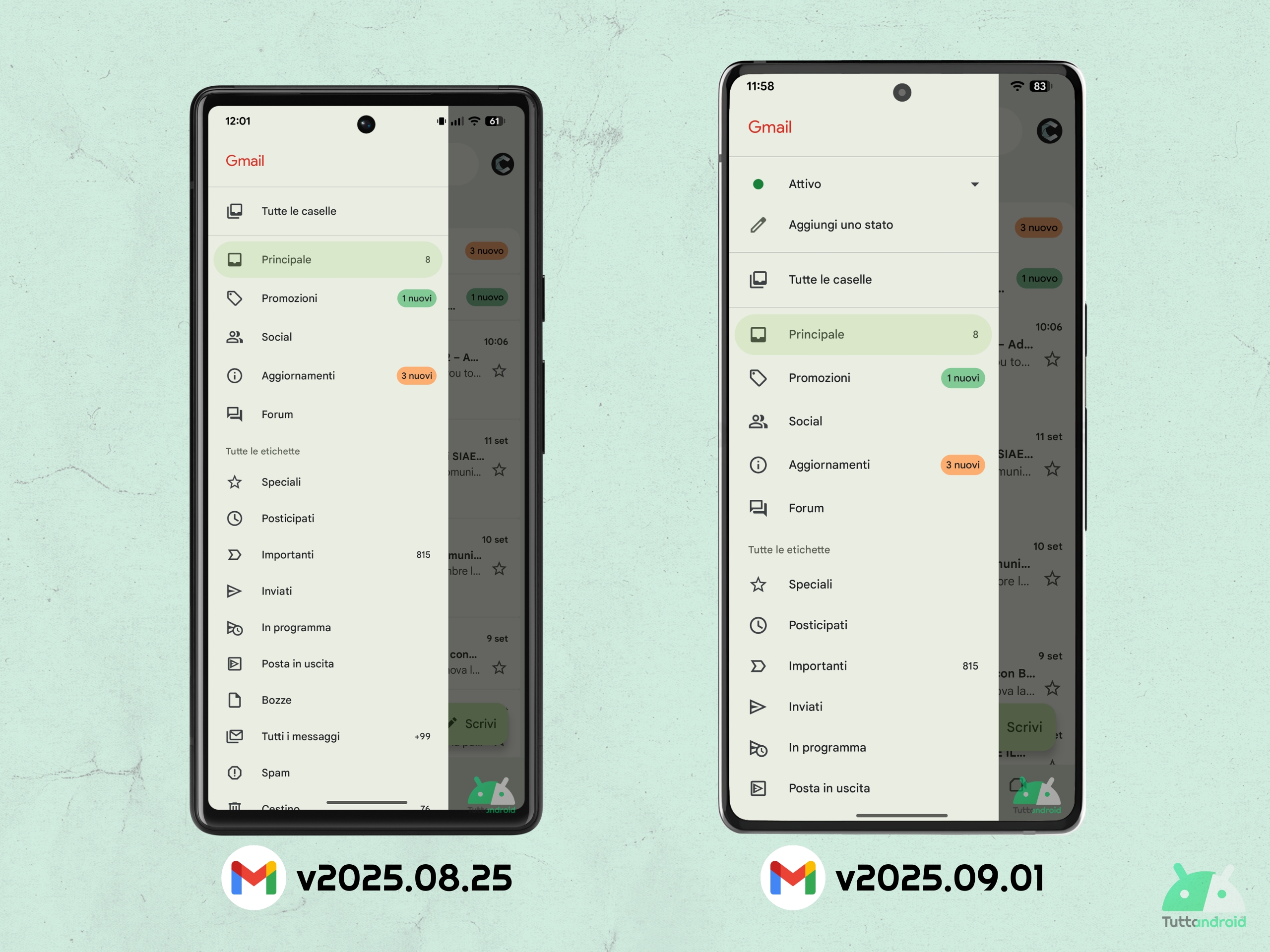 Gmail v2025.09.01 e v2025.08.25 - Diverse strade M3E