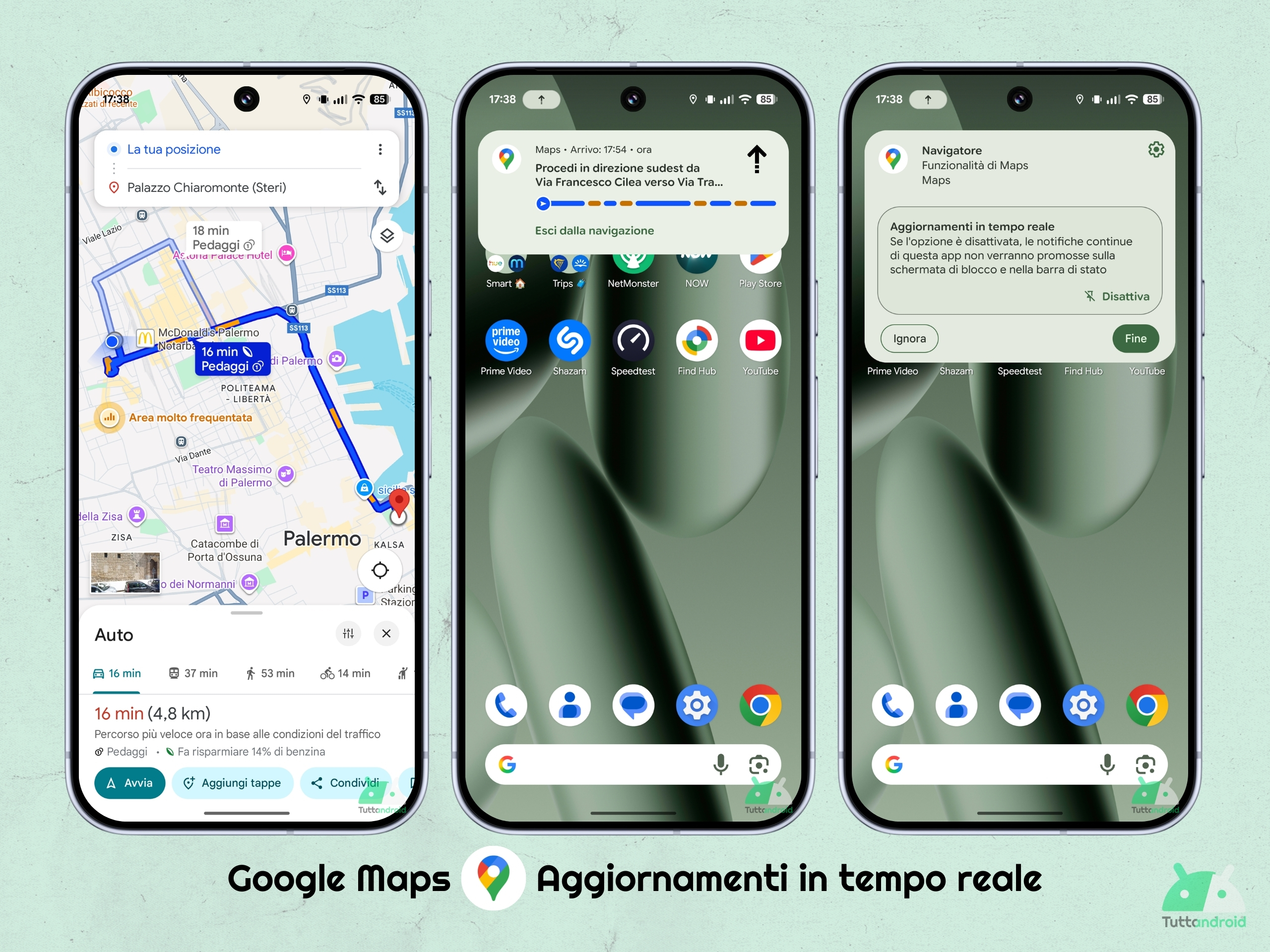 Google Maps v25.37.00 - Aggiornamenti in tempo reale (auto) su Android 16