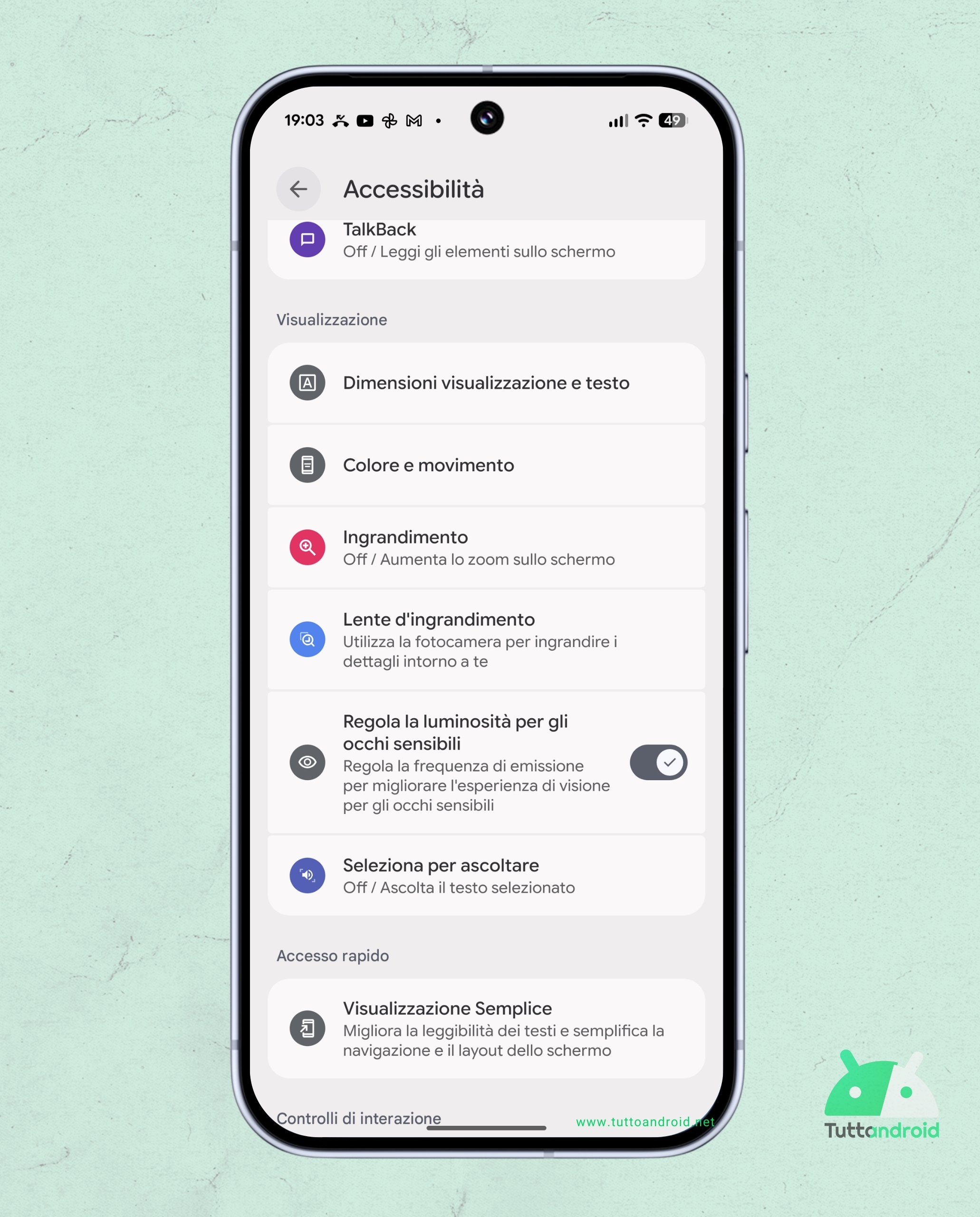 Google Pixel 10 Pro XL - Impostazioni - Accessibilità - PWM Dimming