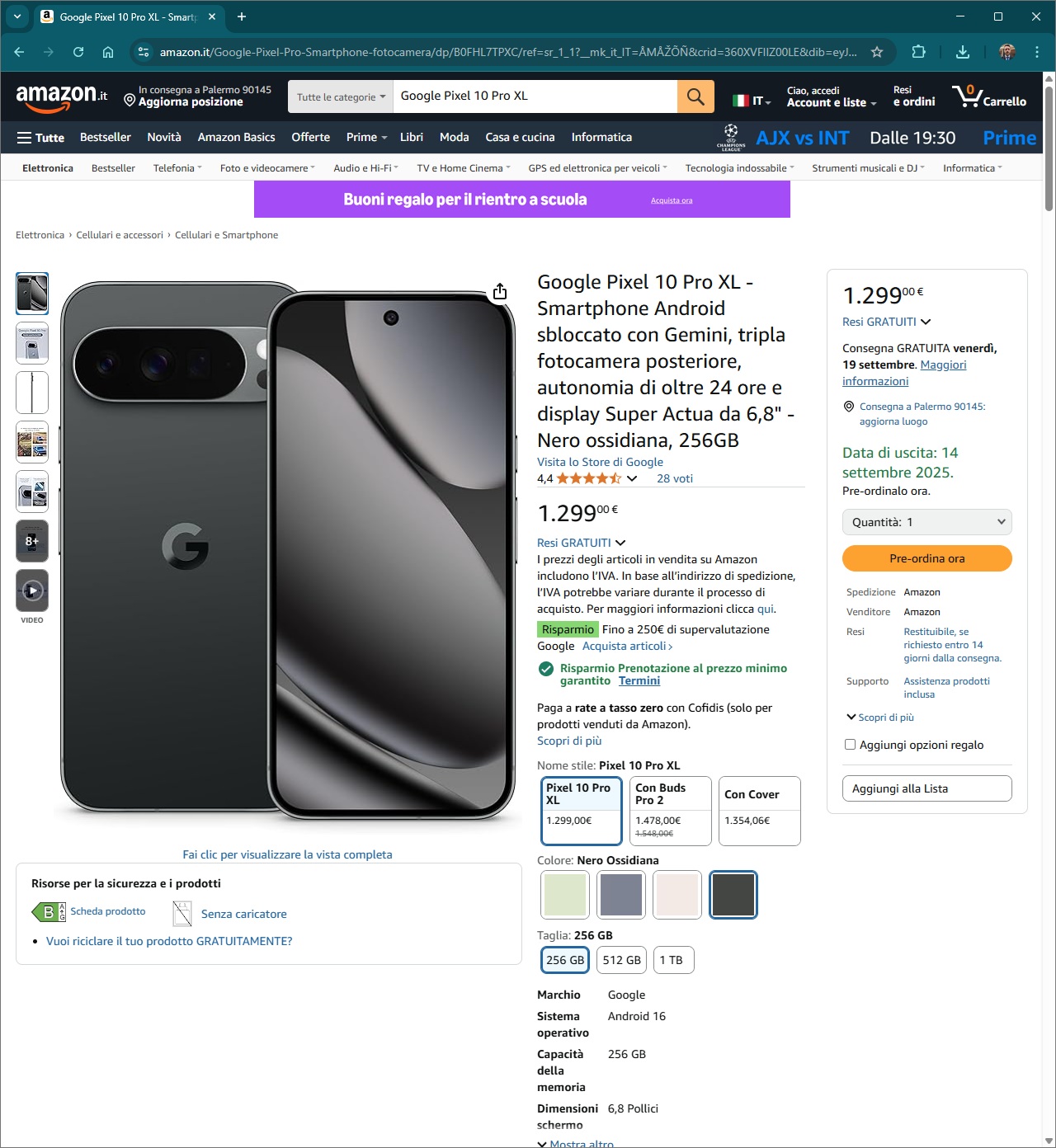 Google Pixel 10 Pro XL uscita anticipata Amazon