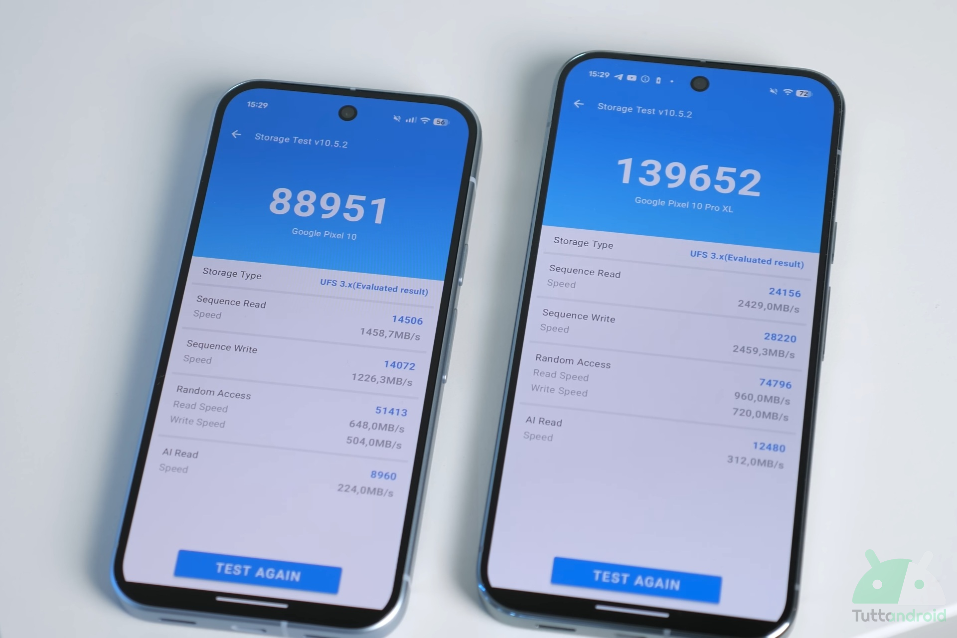 Google Pixel 10 vs Google Pixel 10 Pro XL benchmark memorie