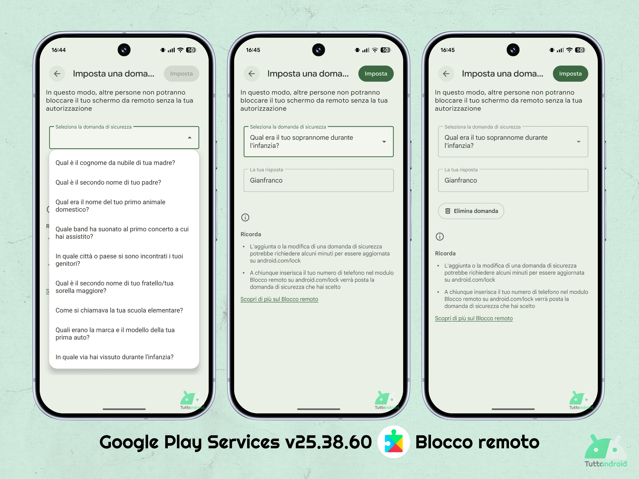 Google Play Services v25.38.60 - Blocco Remoto con domanda di sicurezza