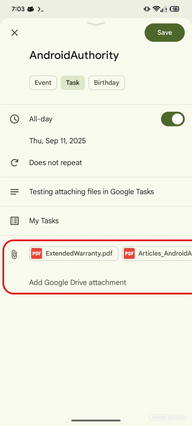 google tasks aggiungi allegato drive