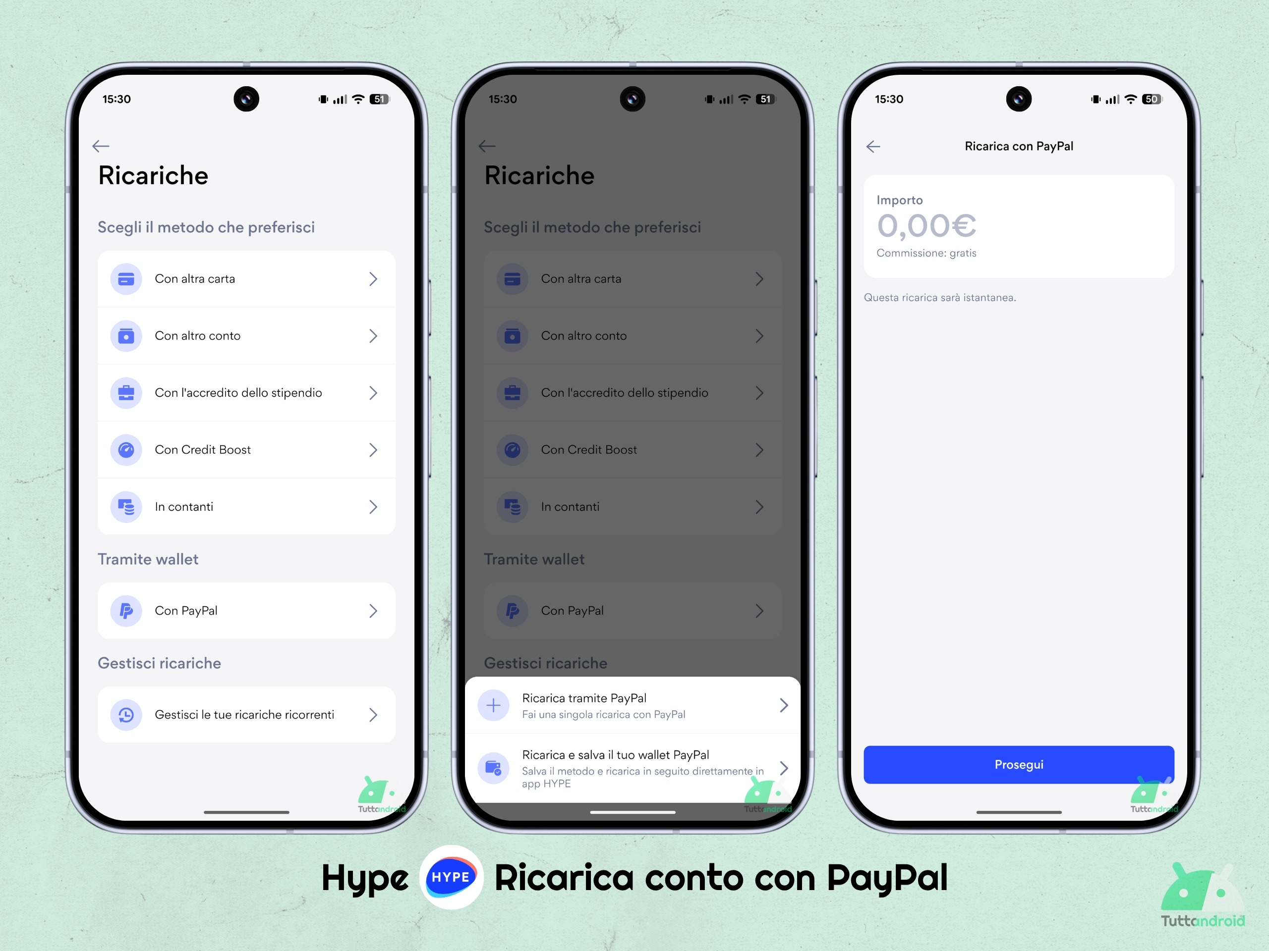 Hype - nuova opzione ricarica conto con PayPal