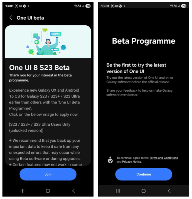 One UI 8 Beta Samsung Galaxy S23