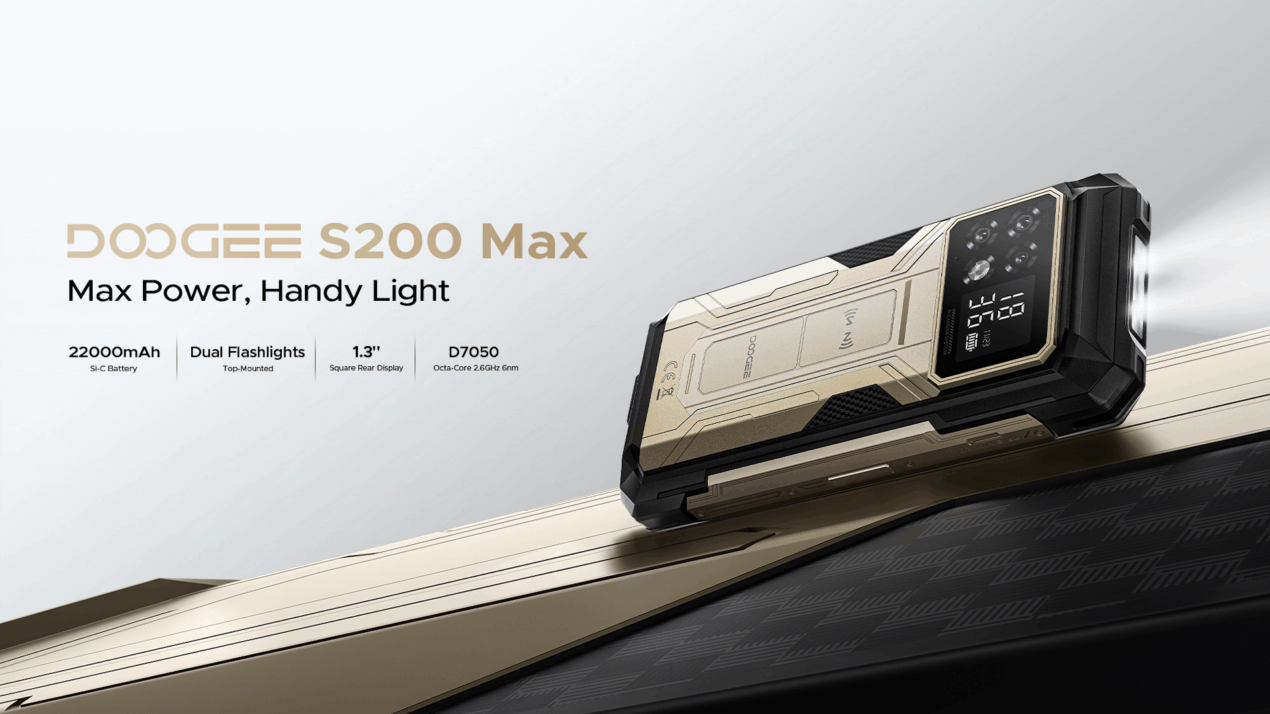 DOOGEE S200 Max è il nuovo rugged con 22.000 mAh, doppio schermo e doppia torcia