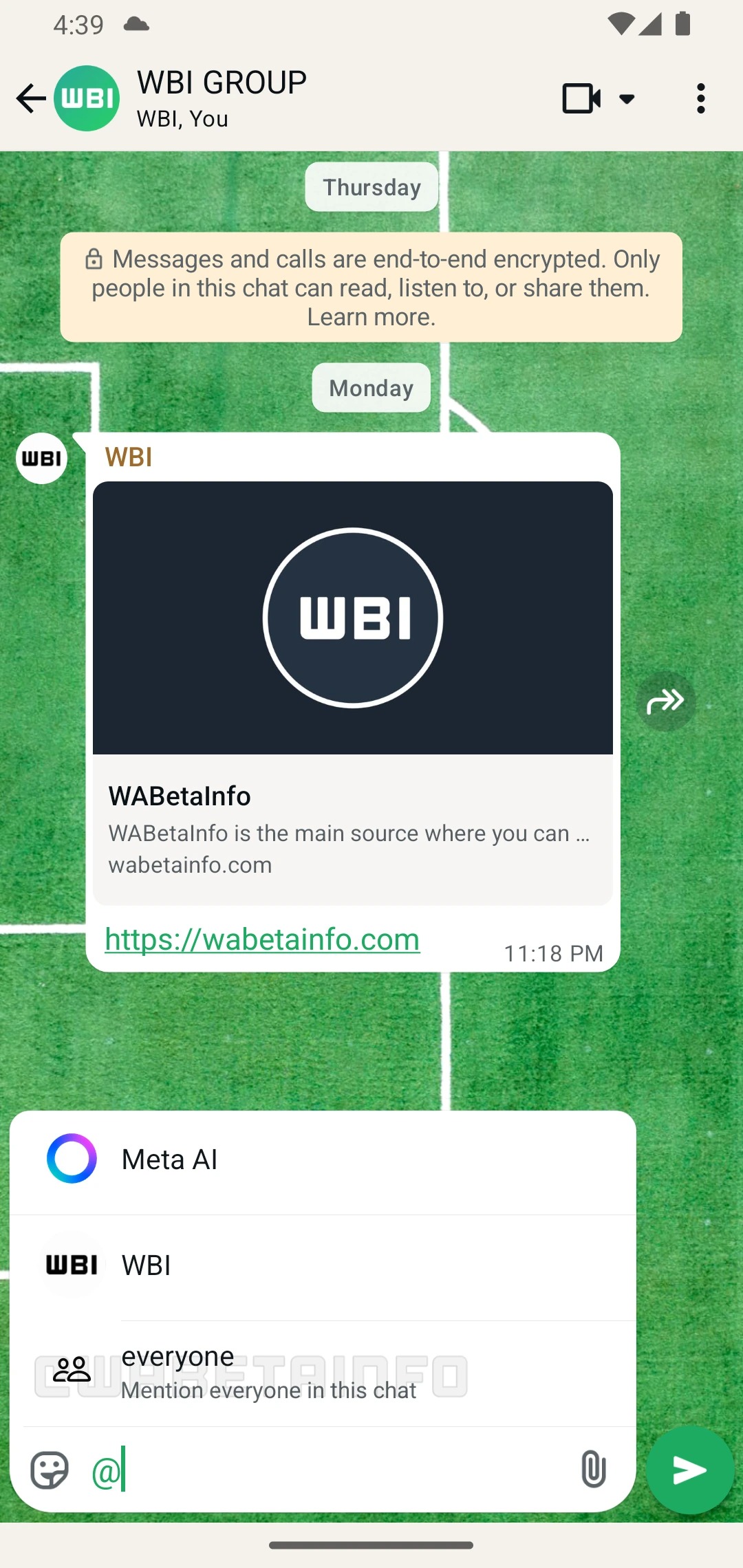 whatsapp beta menzione gruppo tutti