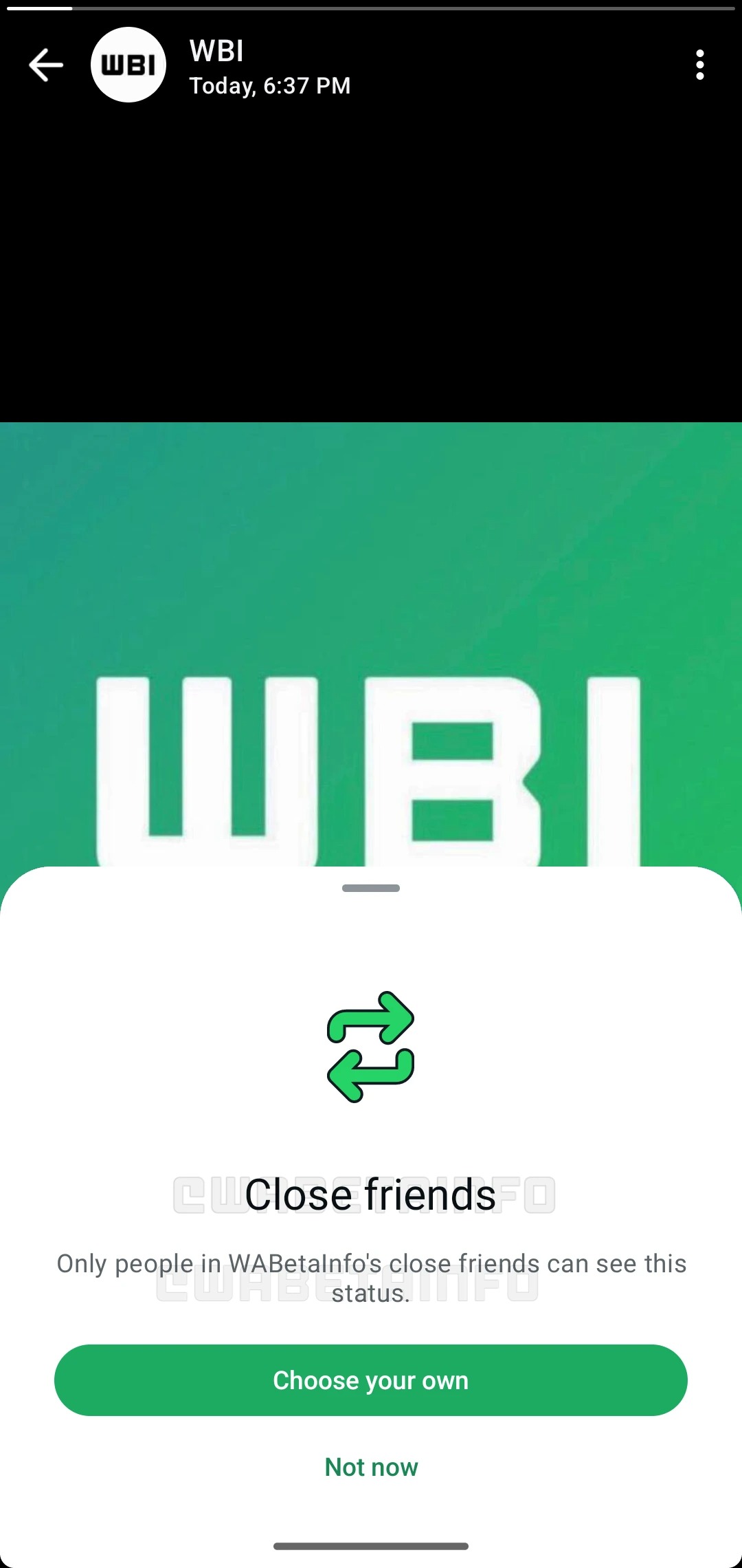 whatsapp beta condivisione stato amici stretti