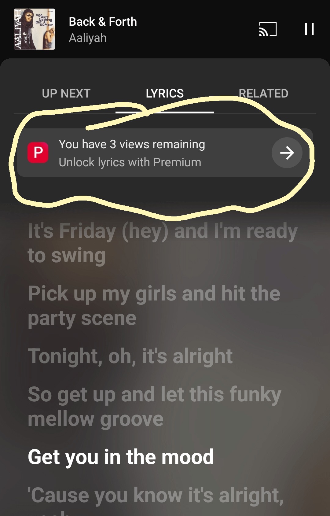 youtube music visualizzazione testi a pagamento