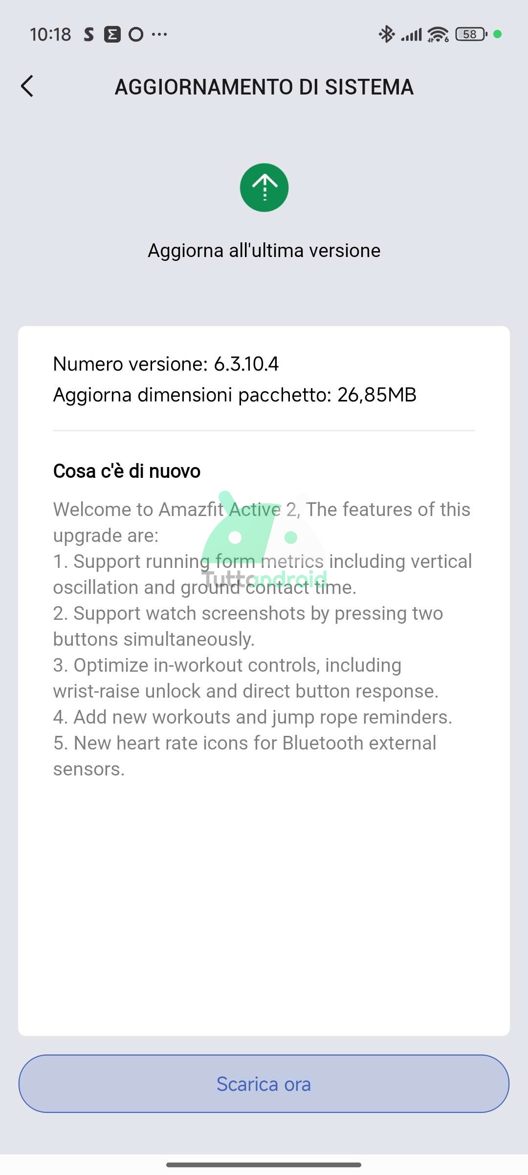 amazfit active 2 aggiornamento 6.3.10.4