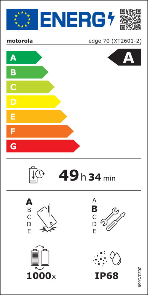 Motorola Edge 70 etichetta energetica UE