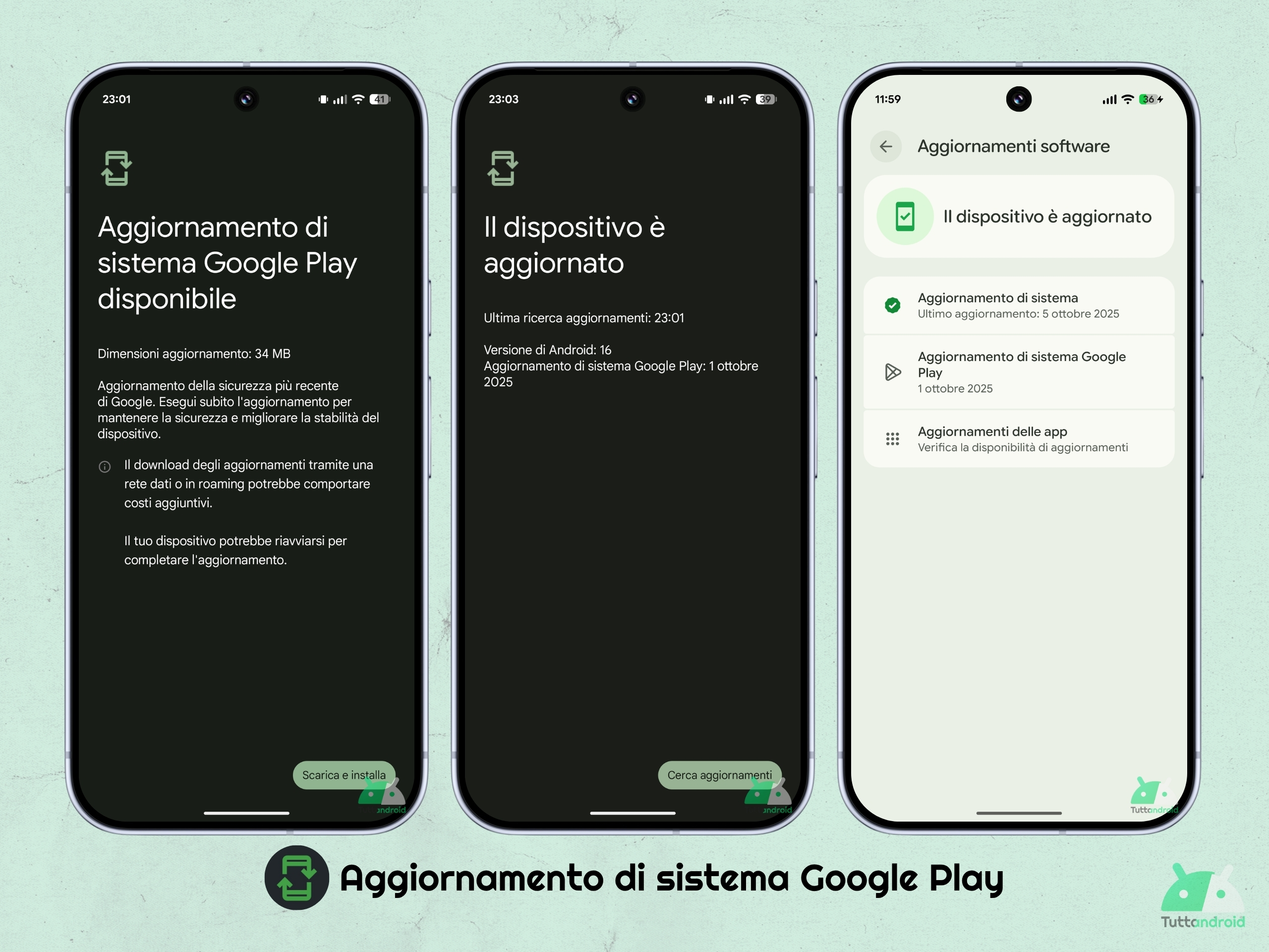 Aggiornamento di sistema Google Play - 1 ottobre 2025 - Pixel Android 16 QPR1
