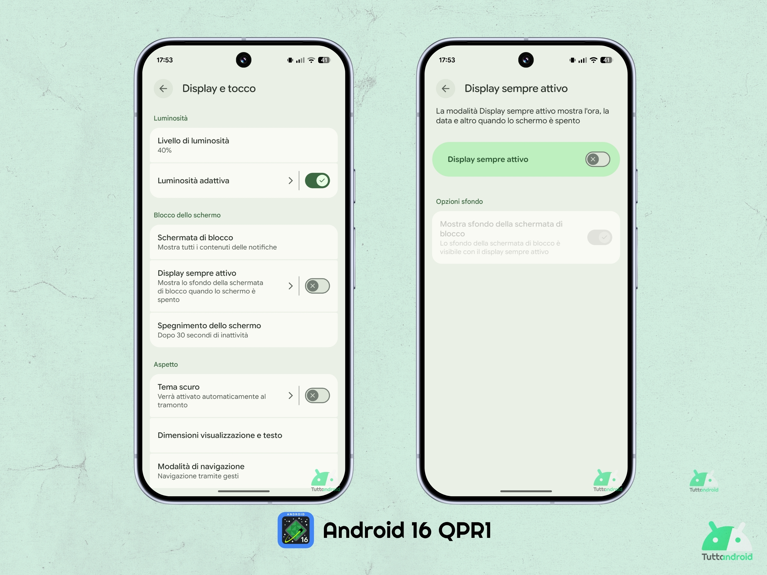 Android 16 QPR1 - Google Pixel 10 Pro XL - Impostazioni - Display e tocco - AOD