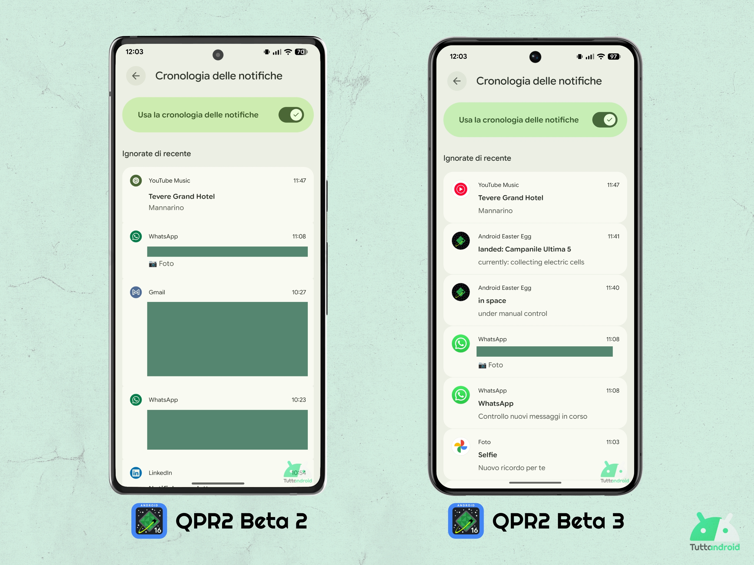 Android 16 QPR2 - Beta 3 - Cronologia notifiche M3E