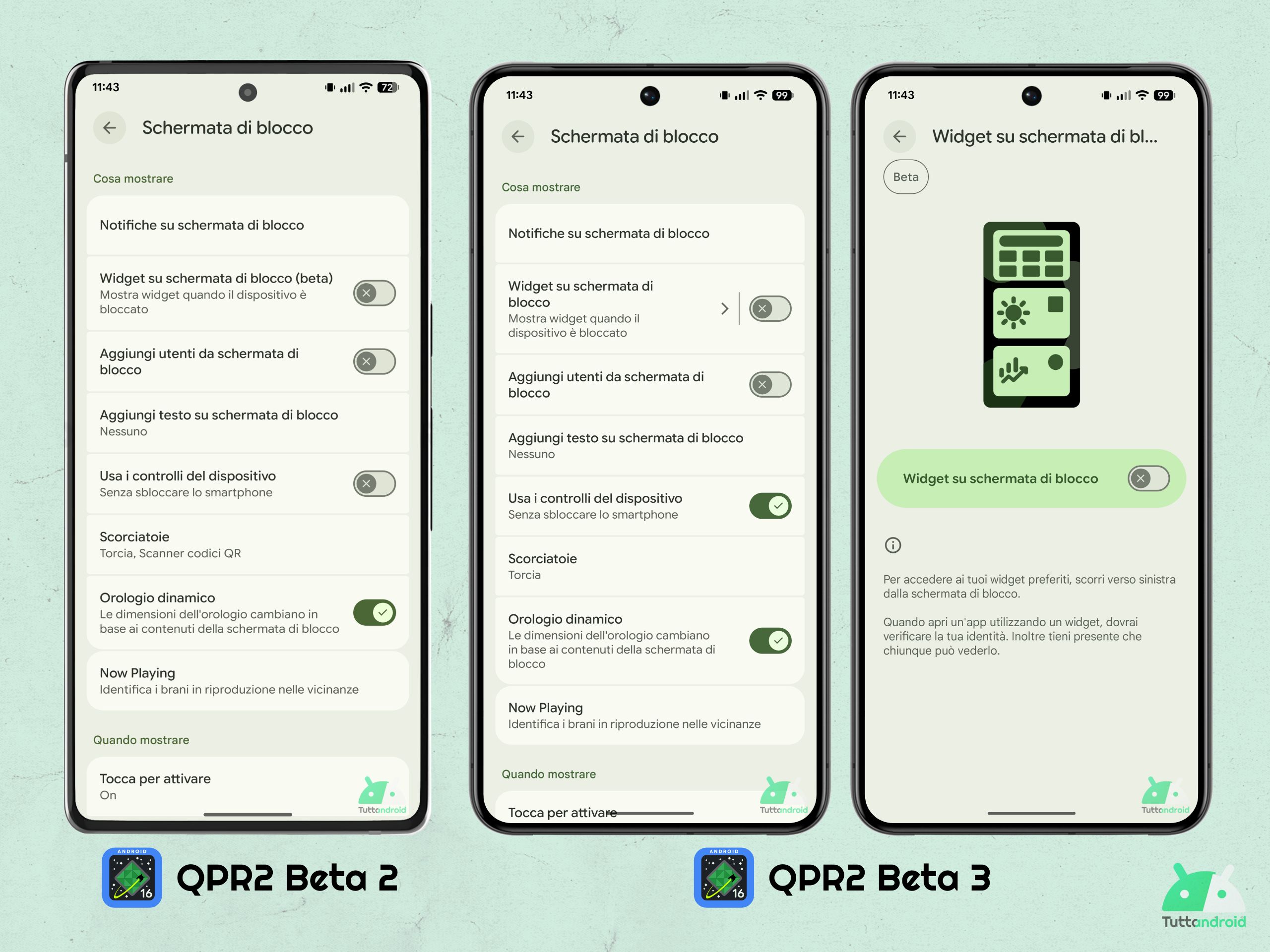Android 16 QPR2 - Beta 3 - Impostazioni widget su schermata di blocco