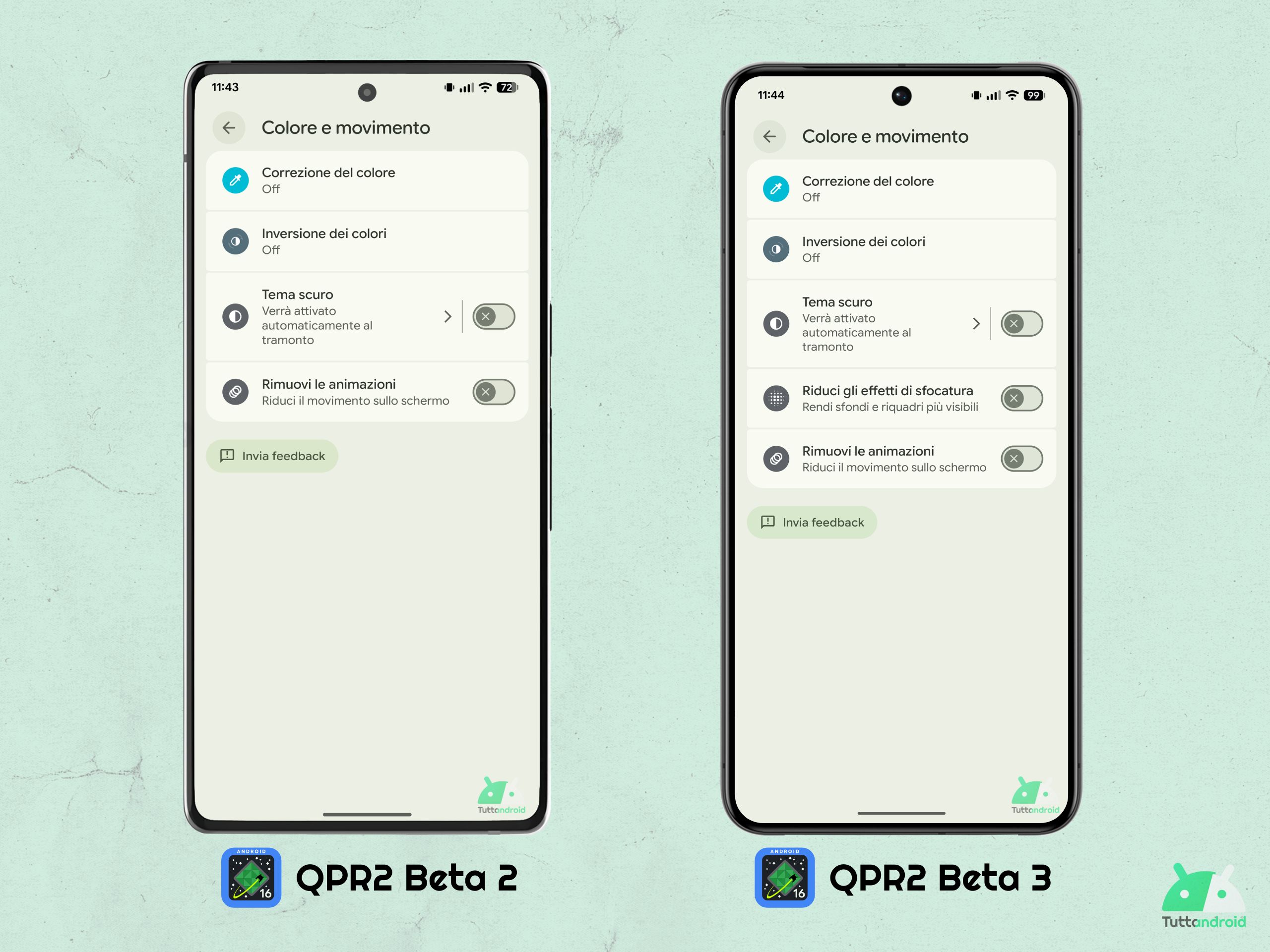 Android 16 QPR2 - Beta 3 - Riduci effetti di sfocatura