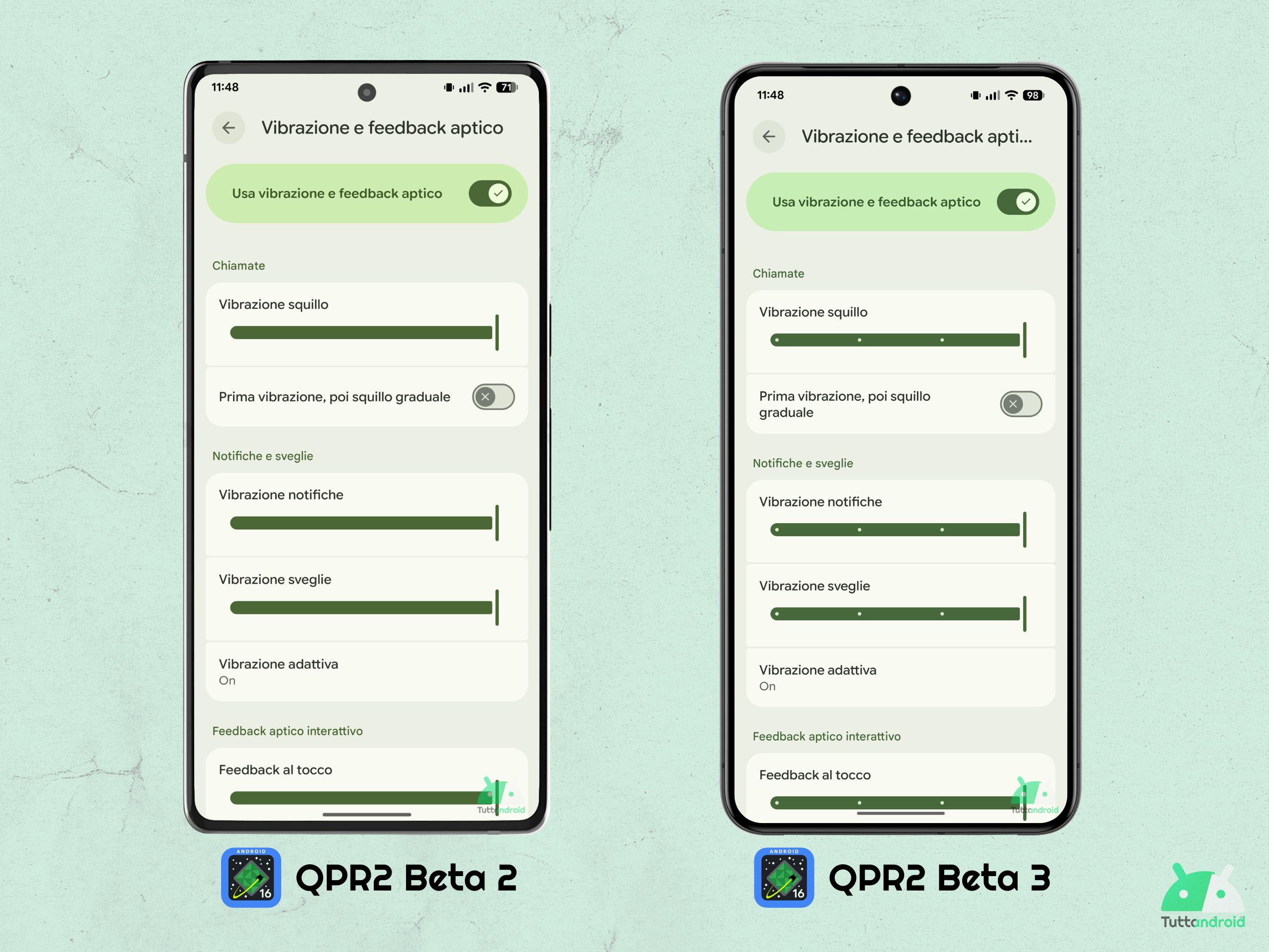 Android 16 QPR2 - Beta 3 - Slider vibrazione