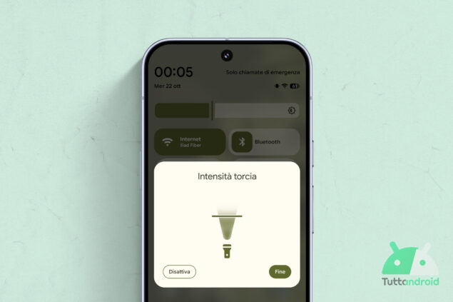 Android Canary 2510 sui Pixel - Regolazione intensità torcia visual hero