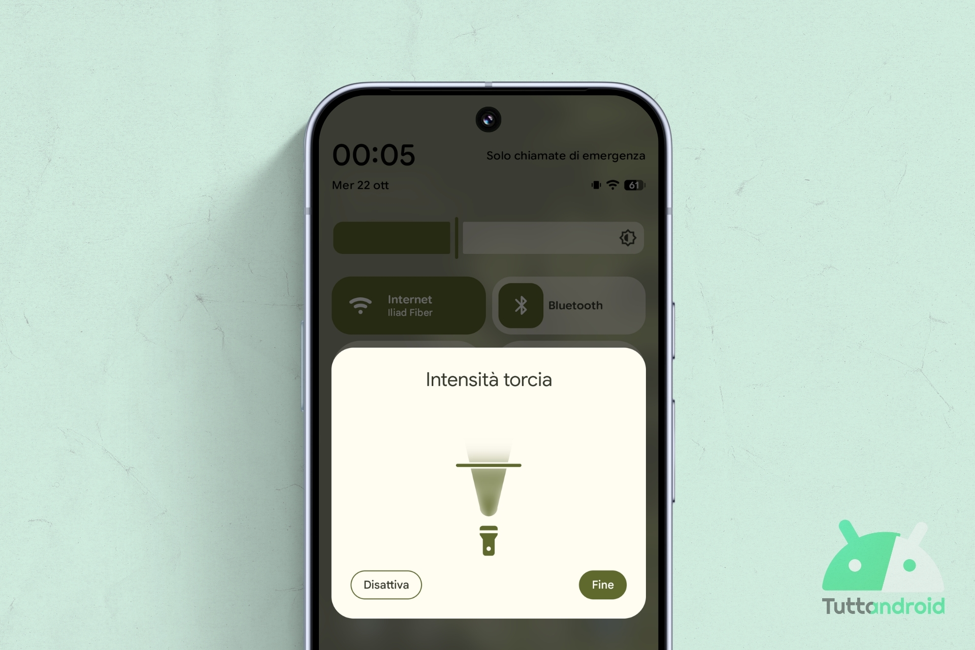 Android Canary 2510 sui Pixel - Regolazione intensità torcia visual hero