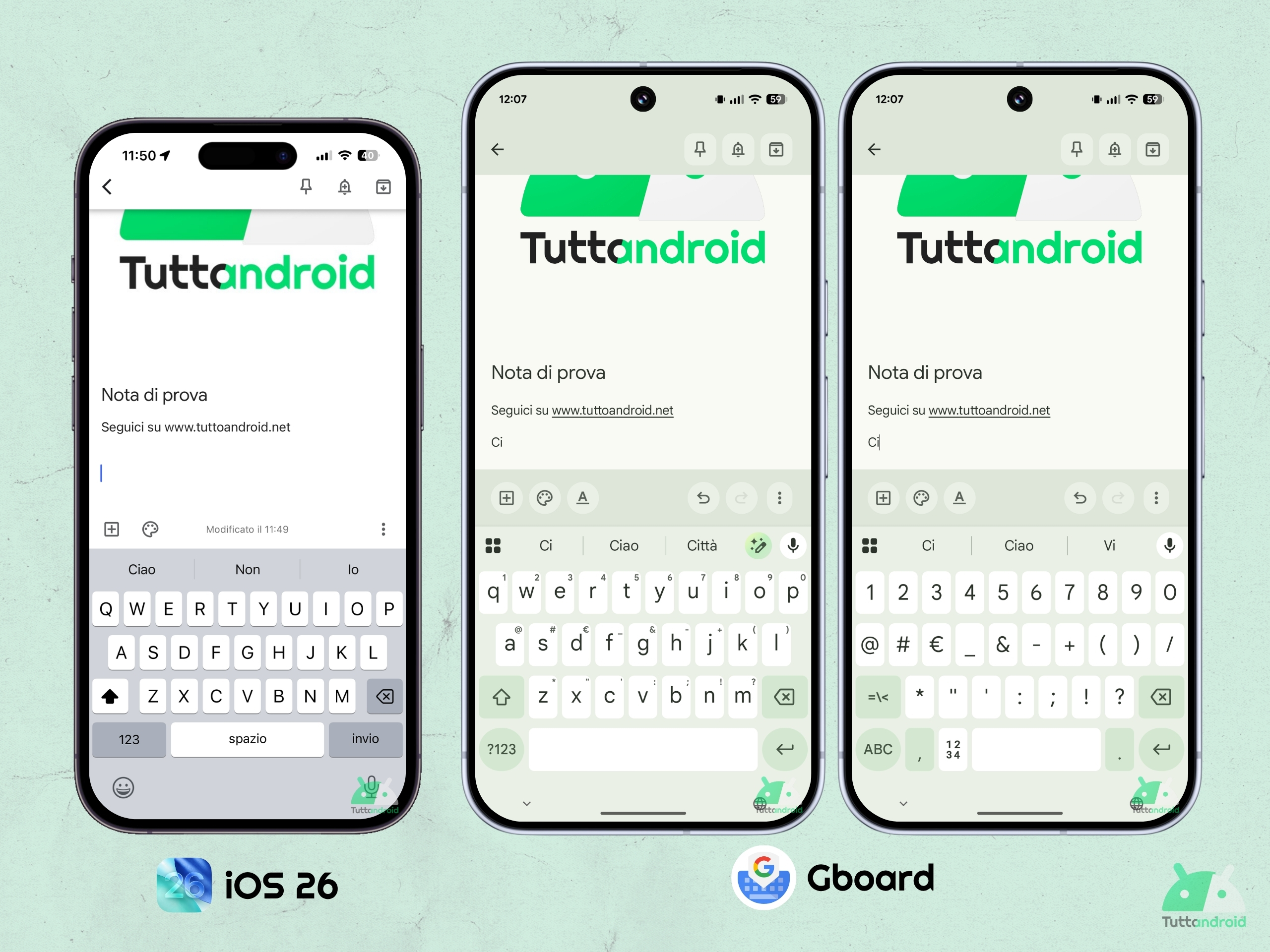 Gboard v16.2 beta - confronto con tastiera iPhone