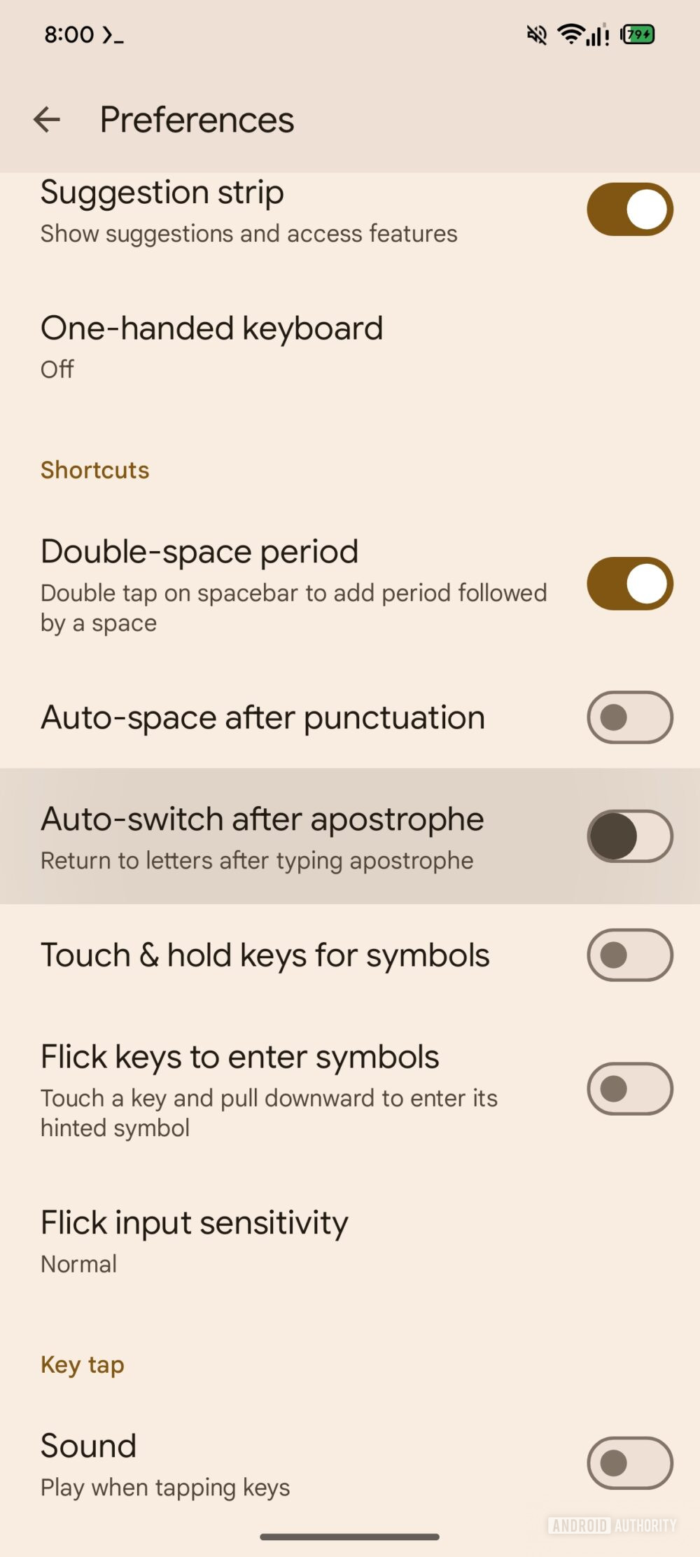 Gboard v16.2.4.815623744 beta - Nuova funzione auto switch dopo l'apostrofo