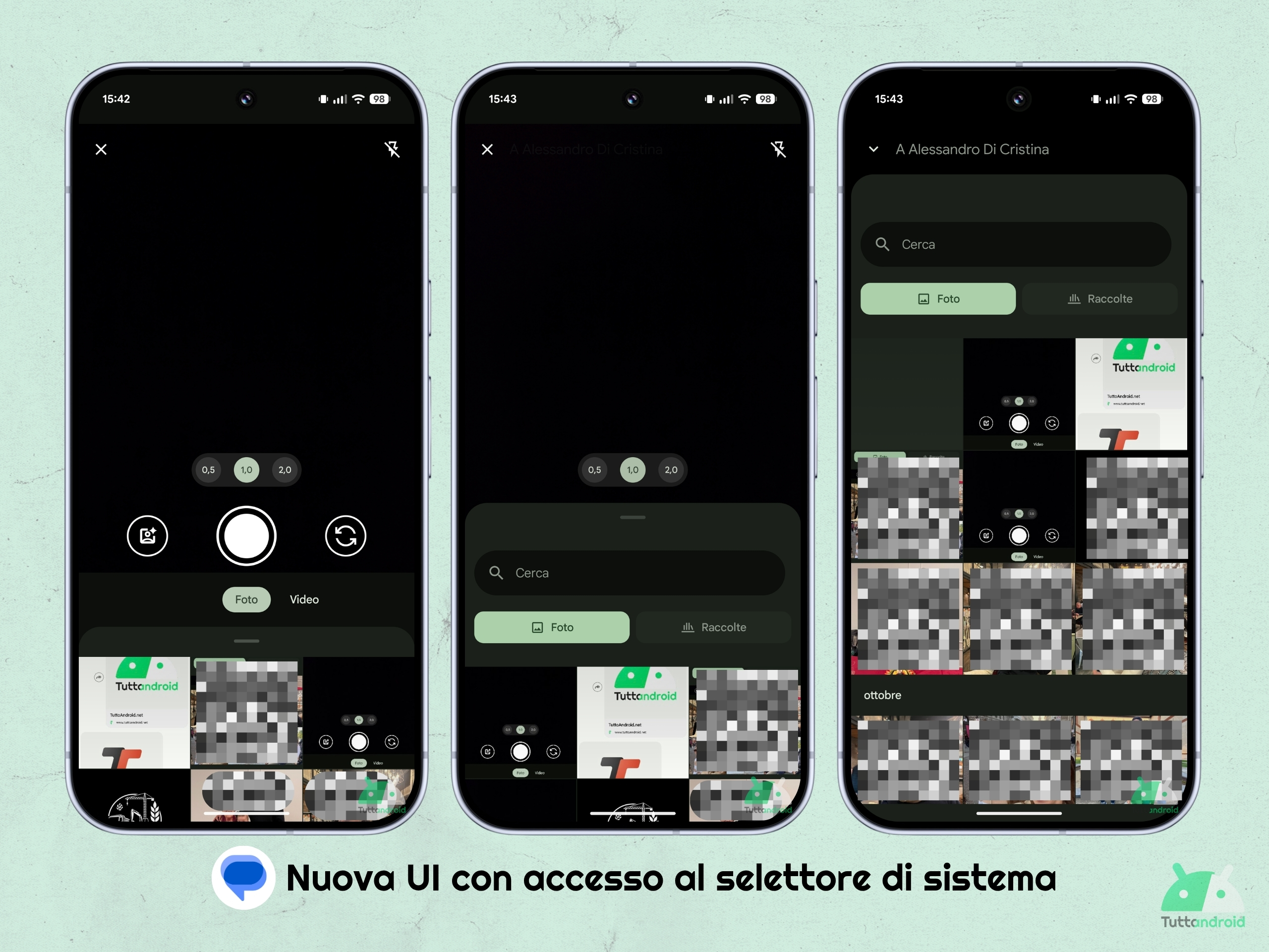 Google Messaggi - ottobre 2025 - nuova UI condivisione foto