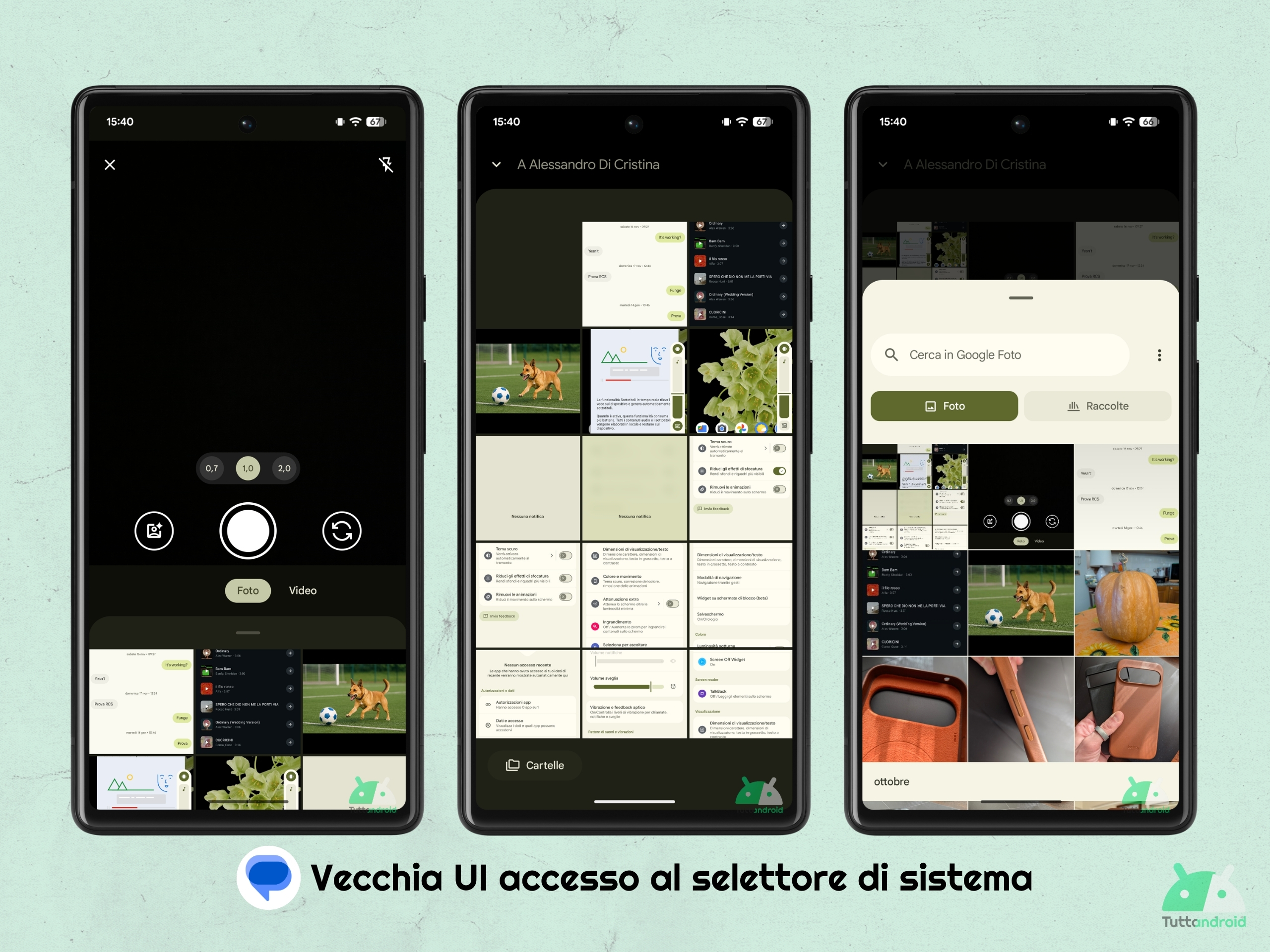 Google Messaggi - ottobre 2025 - vecchia UI condivisione foto
