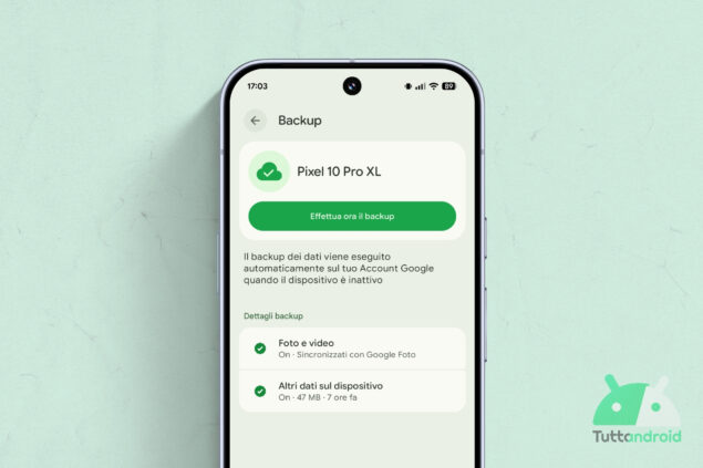 Google Play Services - Impostazioni Backup su Google One M3E visual