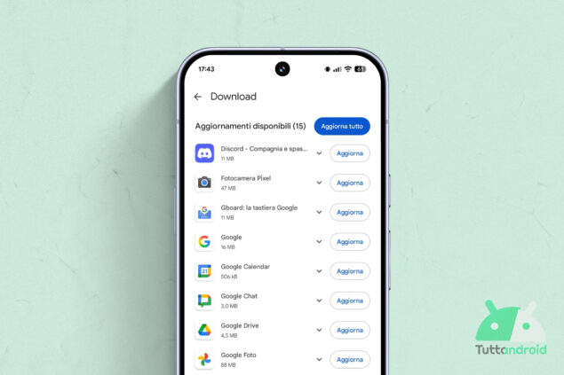 Google Play Store - tanti aggiornamenti disponibili su Android 16