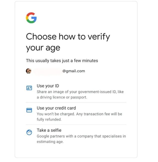 Google Play Store verifica età