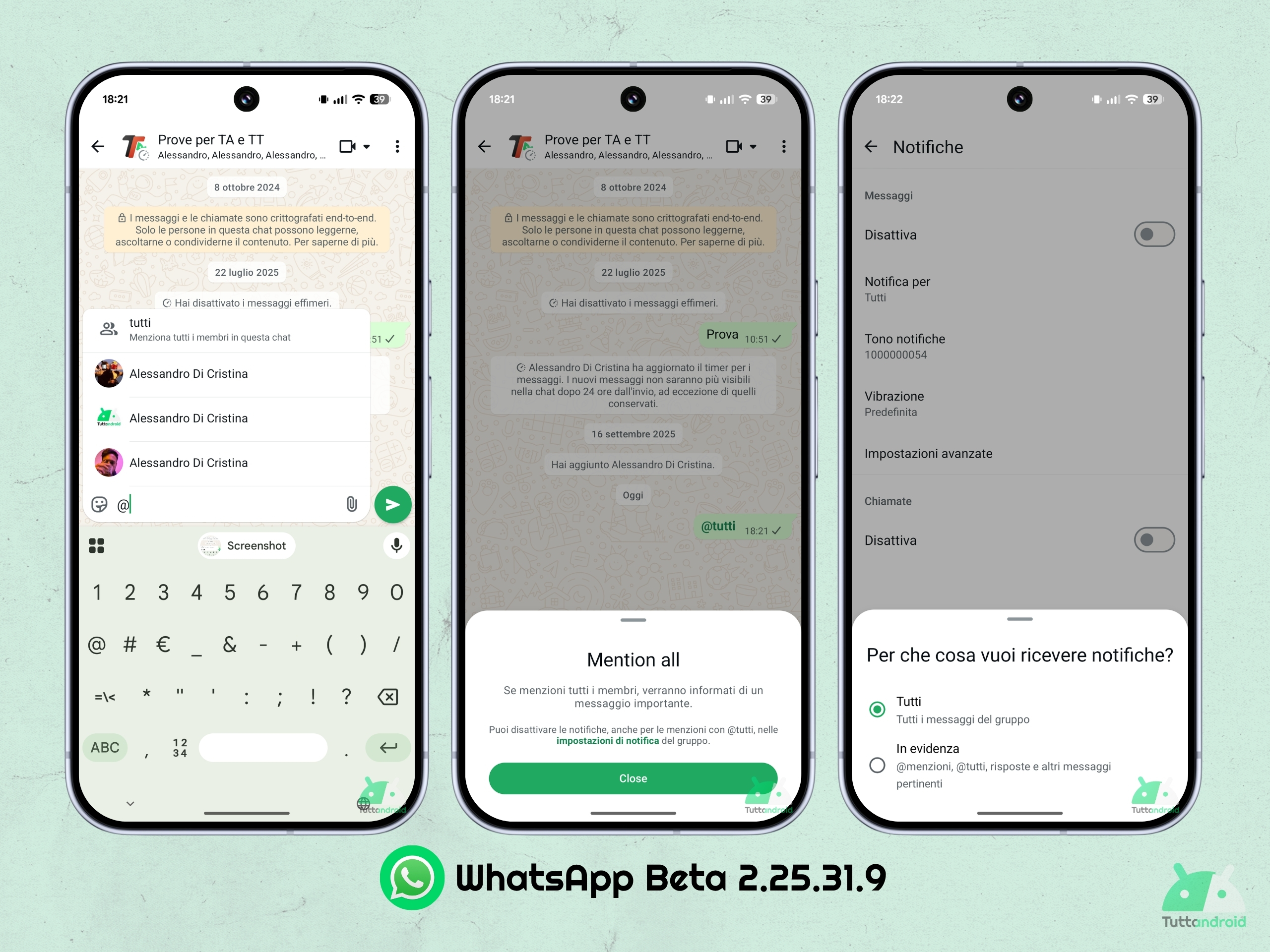 WhatsApp Beta v2.25.31.9 - Menzione a tutti nei gruppi