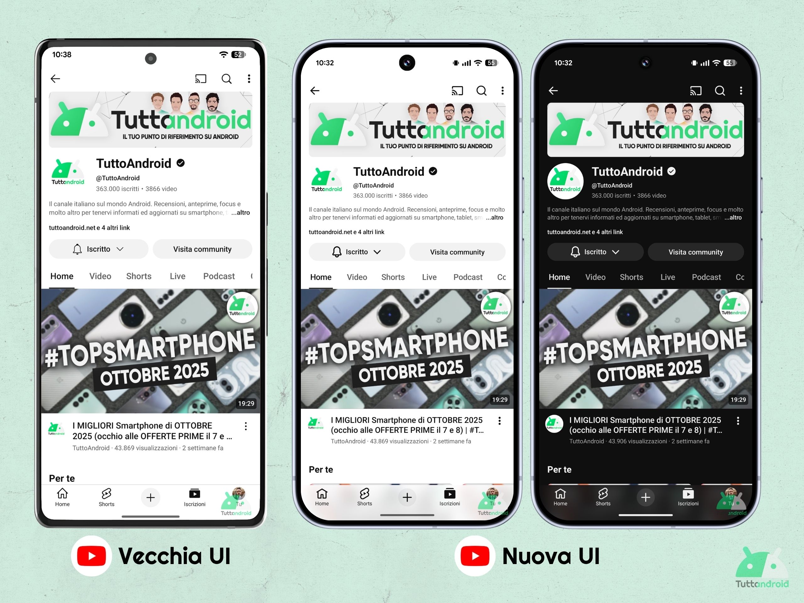 YouTube per Android v20.42 e successive - Icone più spesse